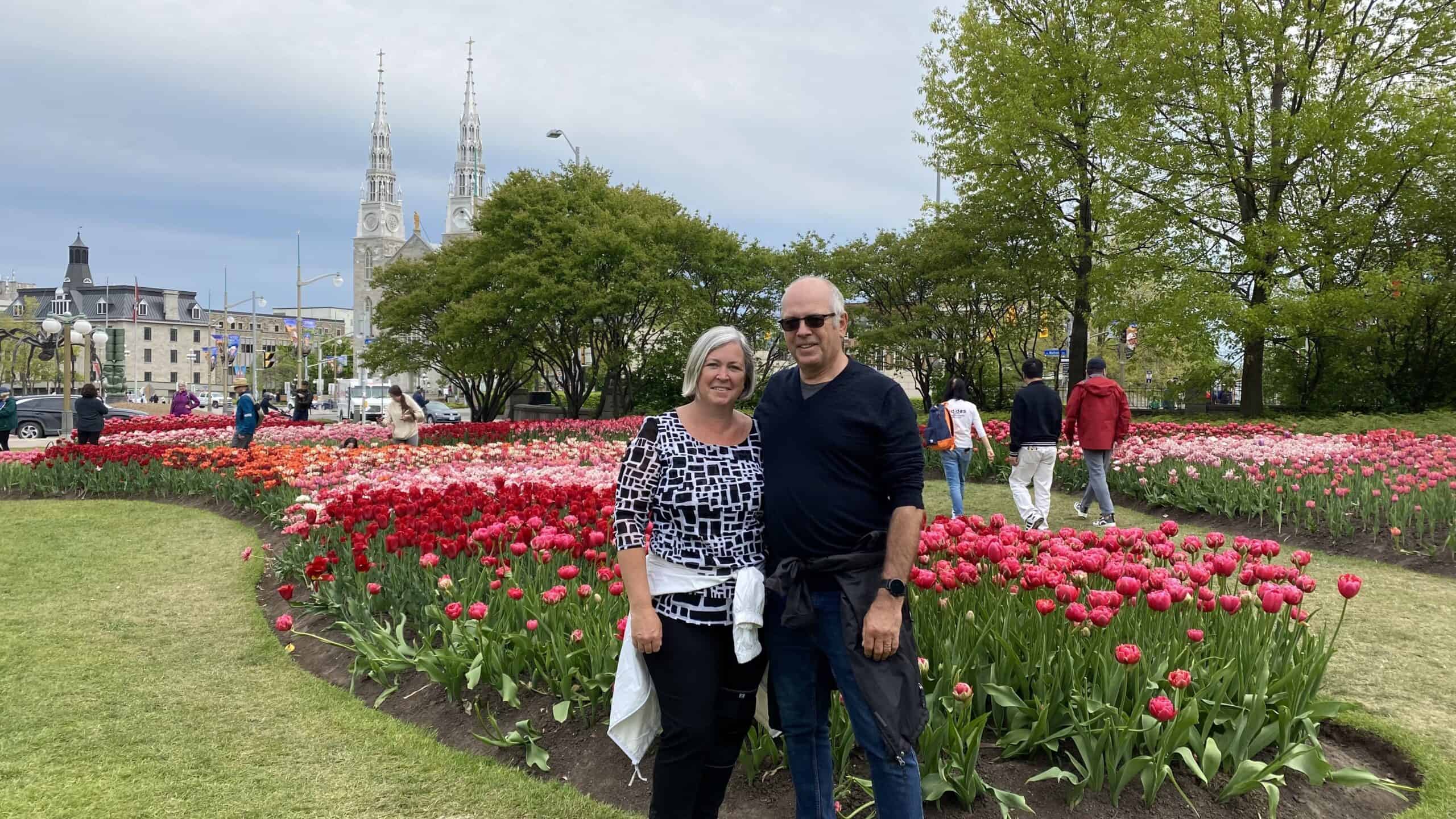 Our picture in front of the tulips in Ottawa