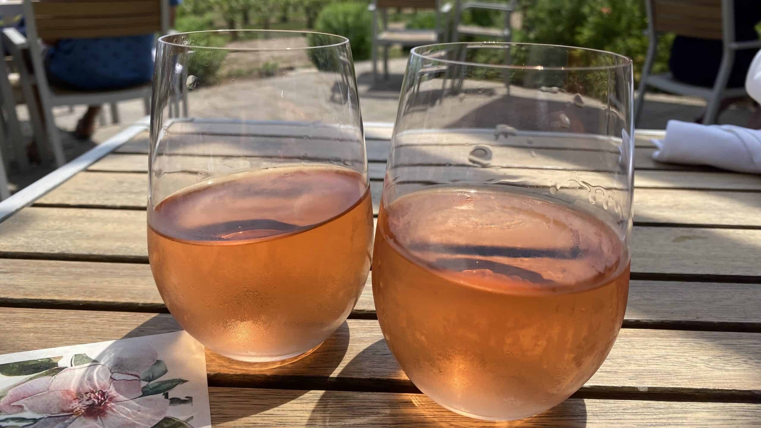 Glasses of rose on the patio