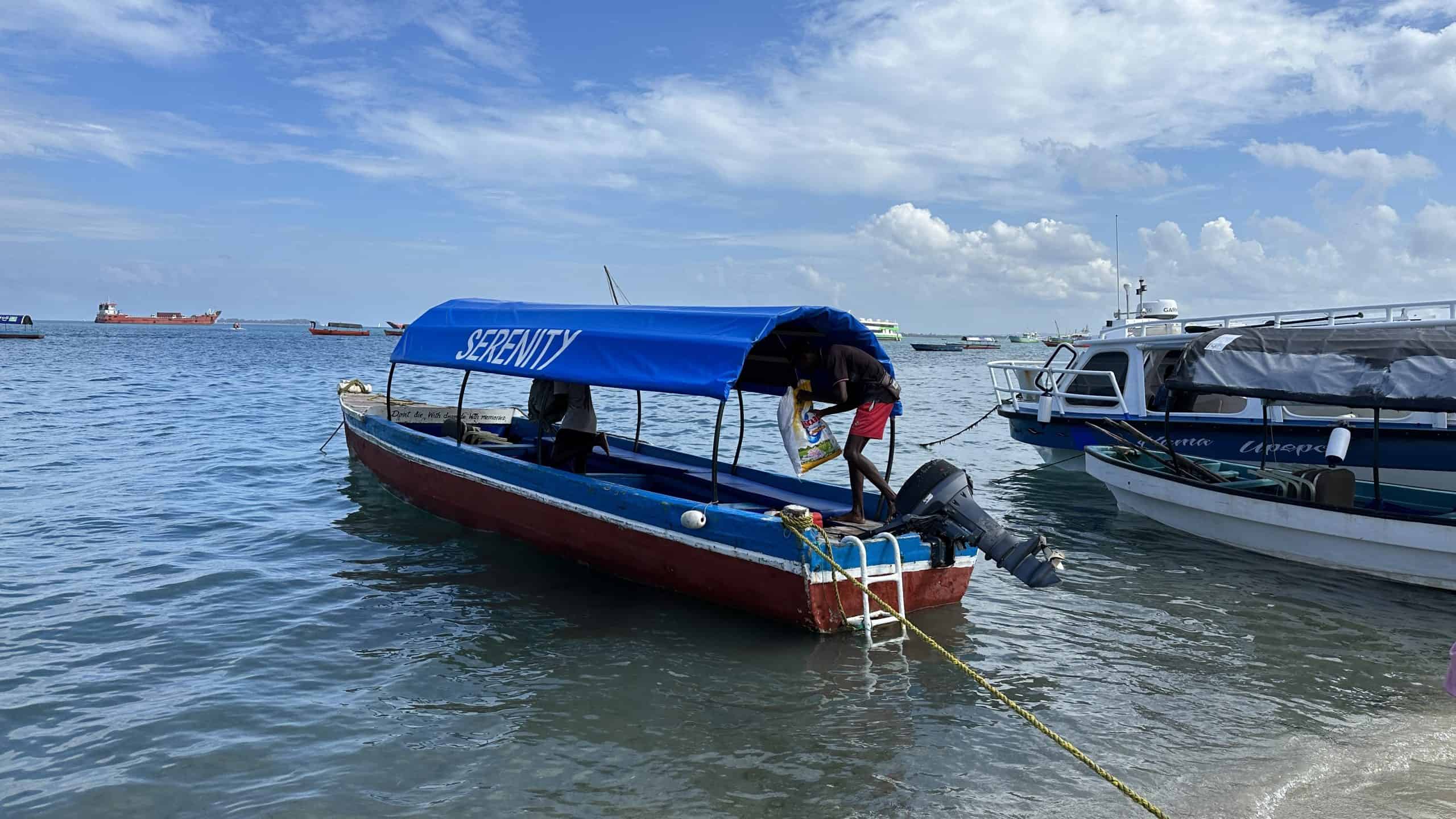 The back of the boat that you will need to exit from into the water