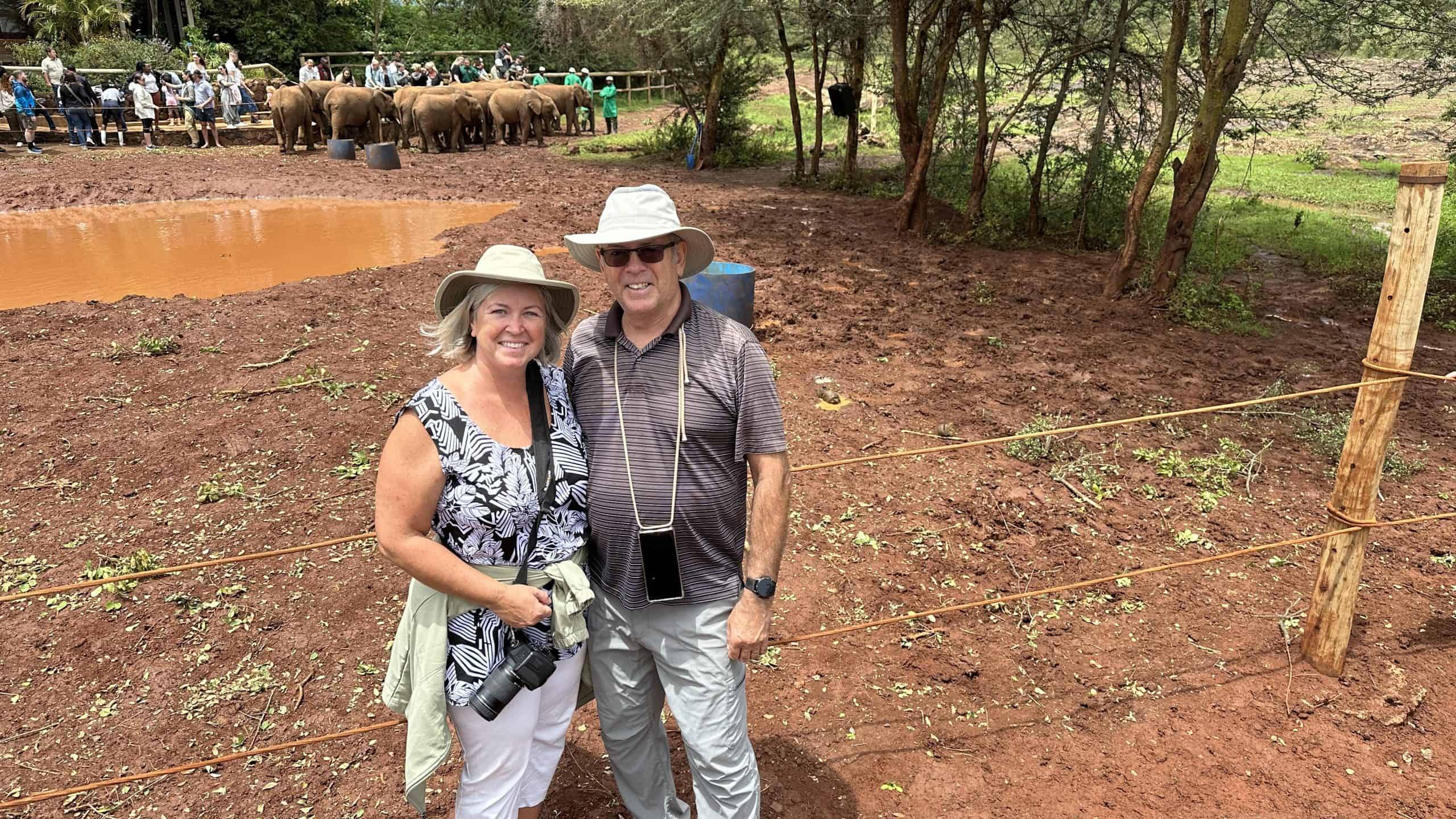 Our picture at the Sheldrick nursery and one of the things to do in Nairobi in one day