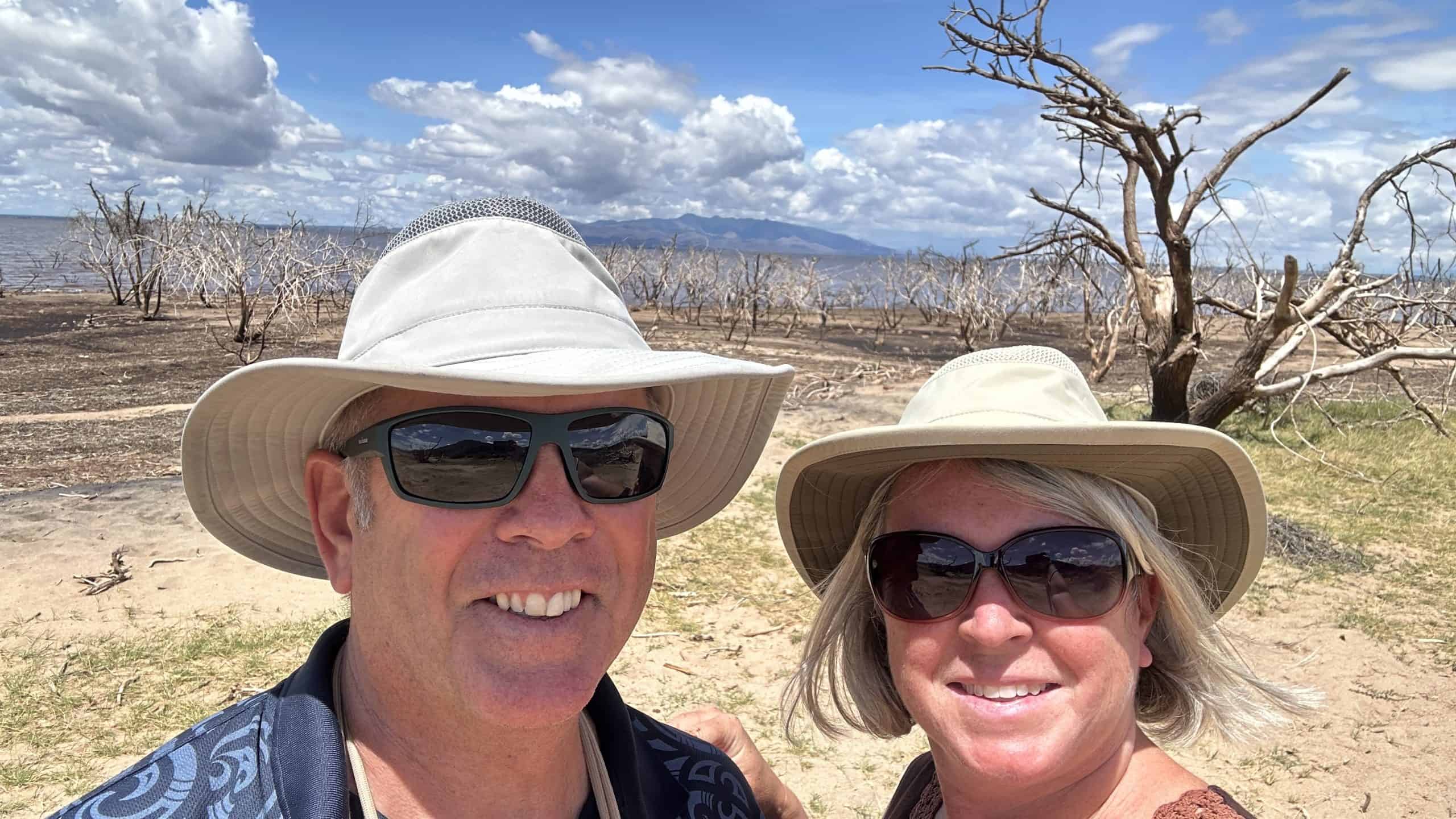Our selfie in front of Lake Manyara