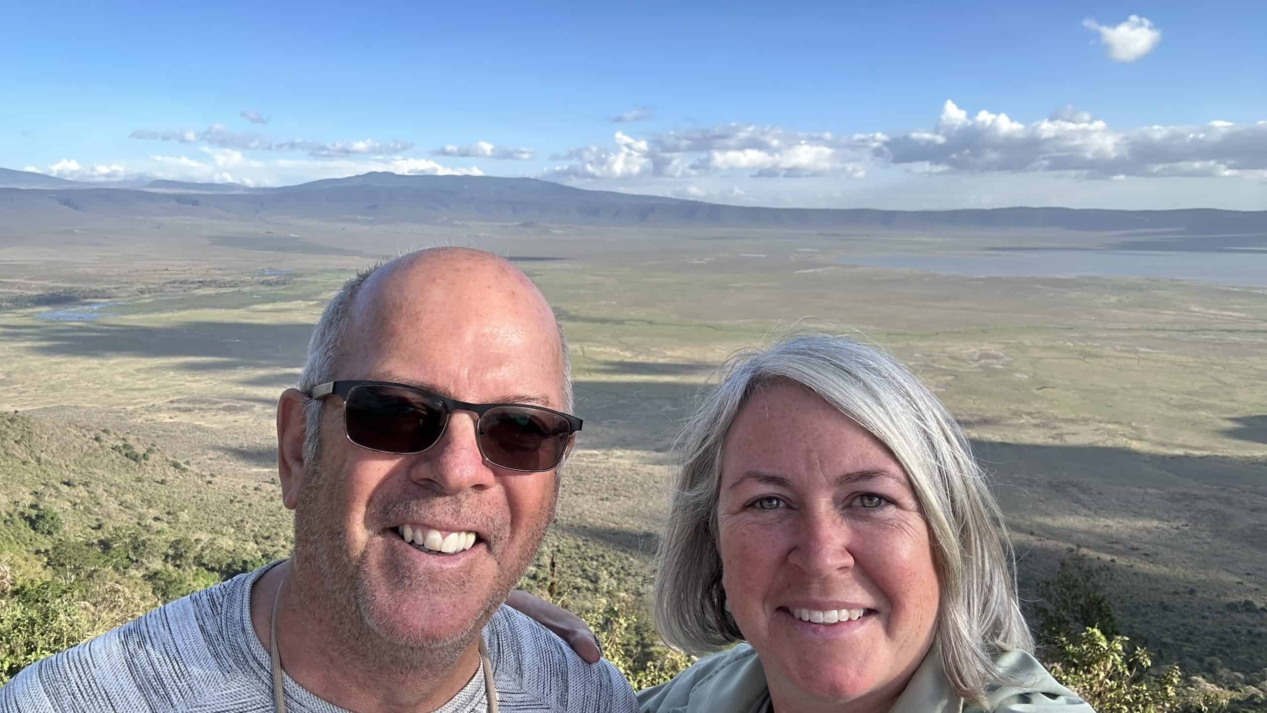 Our selfie at the Ngorongoro Crater