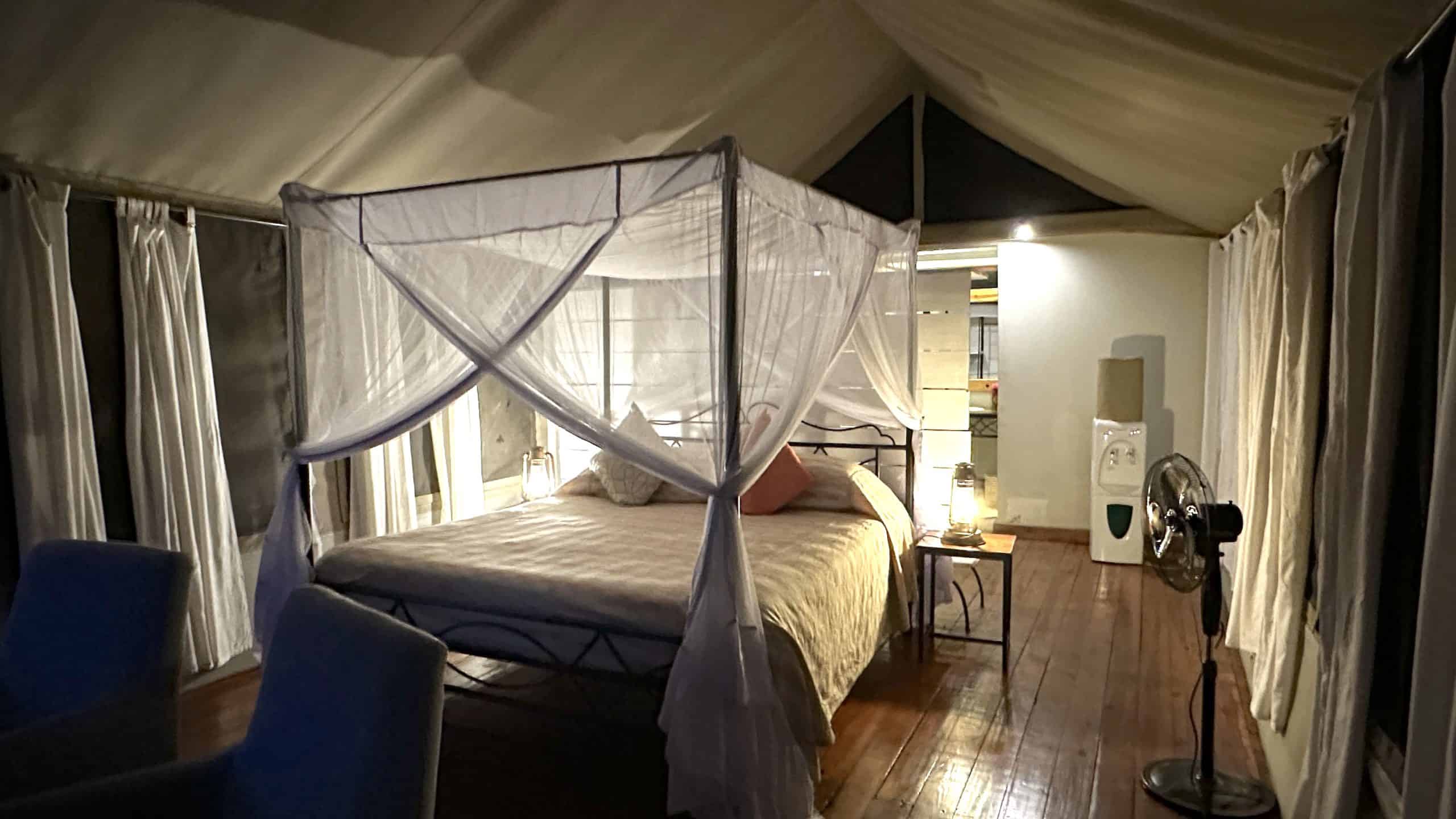 The bedroom space in Burunge Tented Lodge