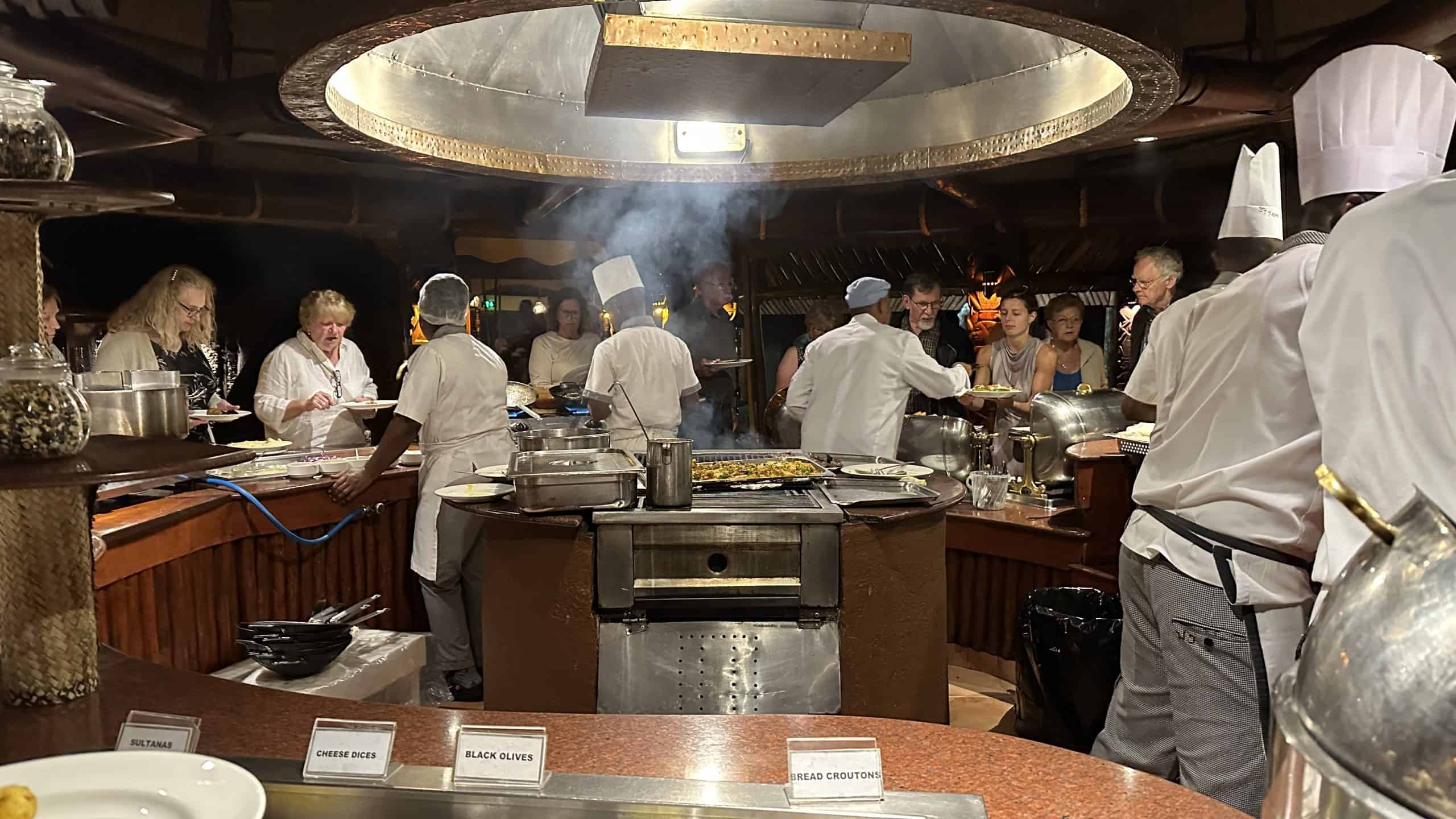 Buffet with cooking stations