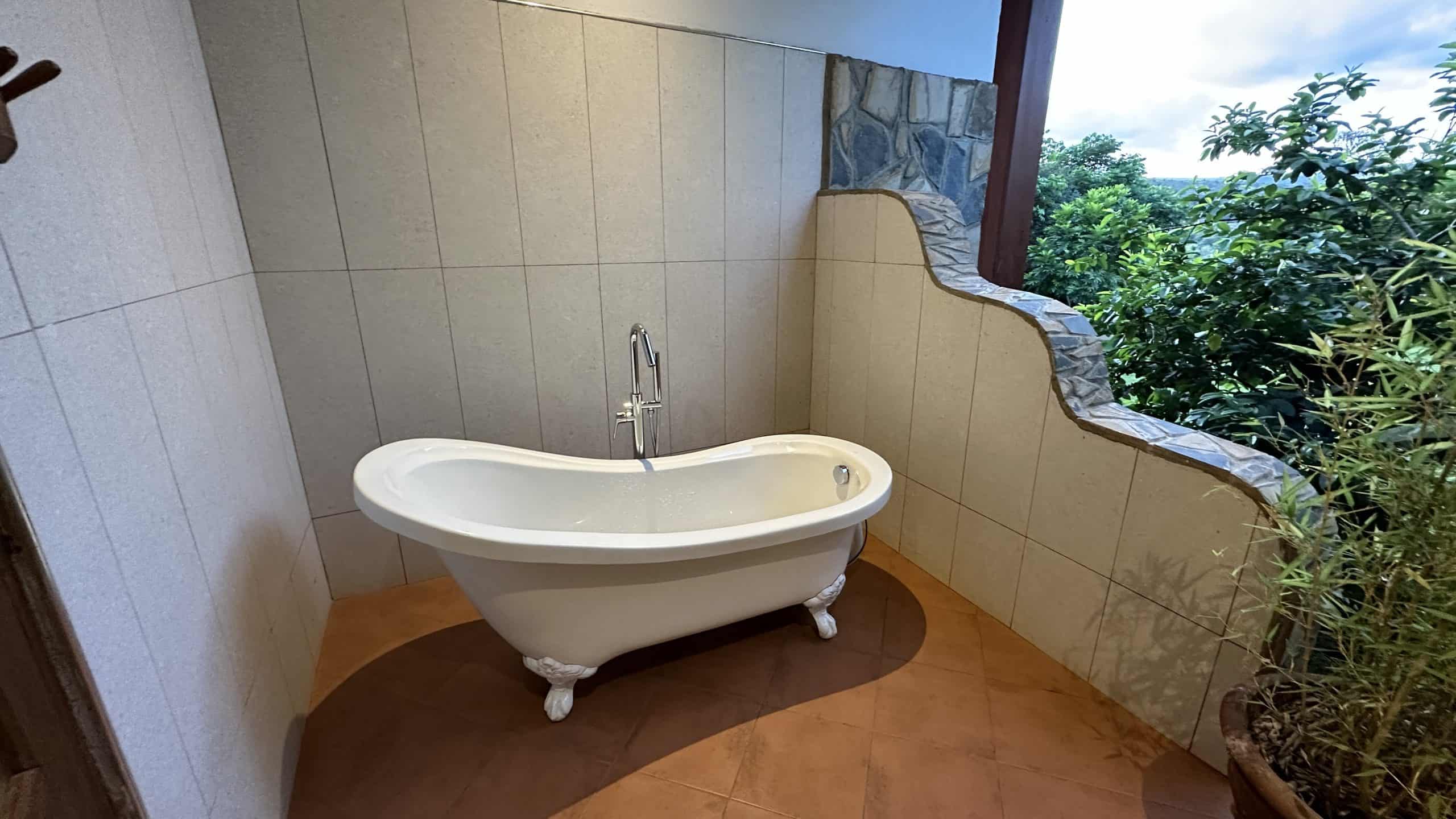 Private bathtub on the patio