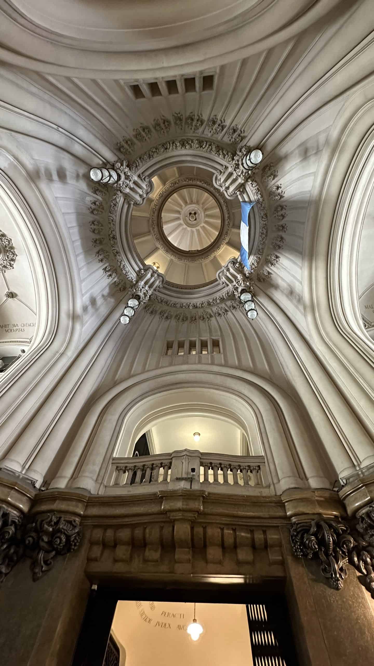 The grand ceiling of the lobby