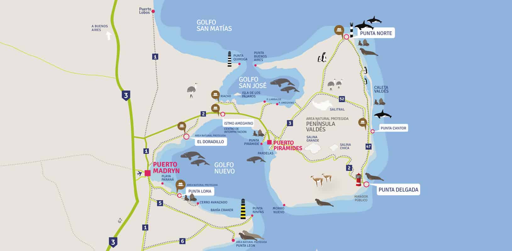 Map of the Valdes Peninsula