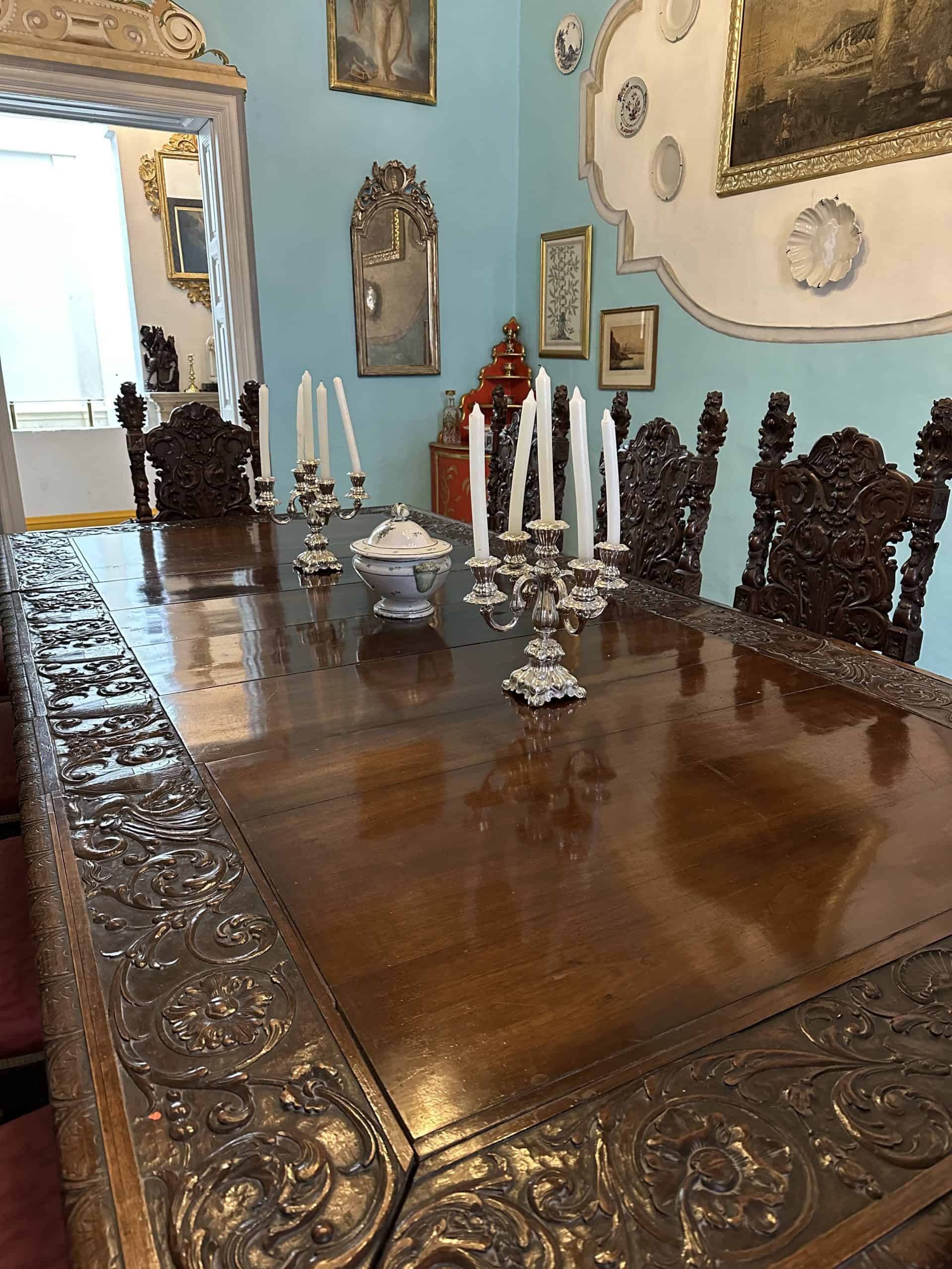 Intricate carvings on the dining table