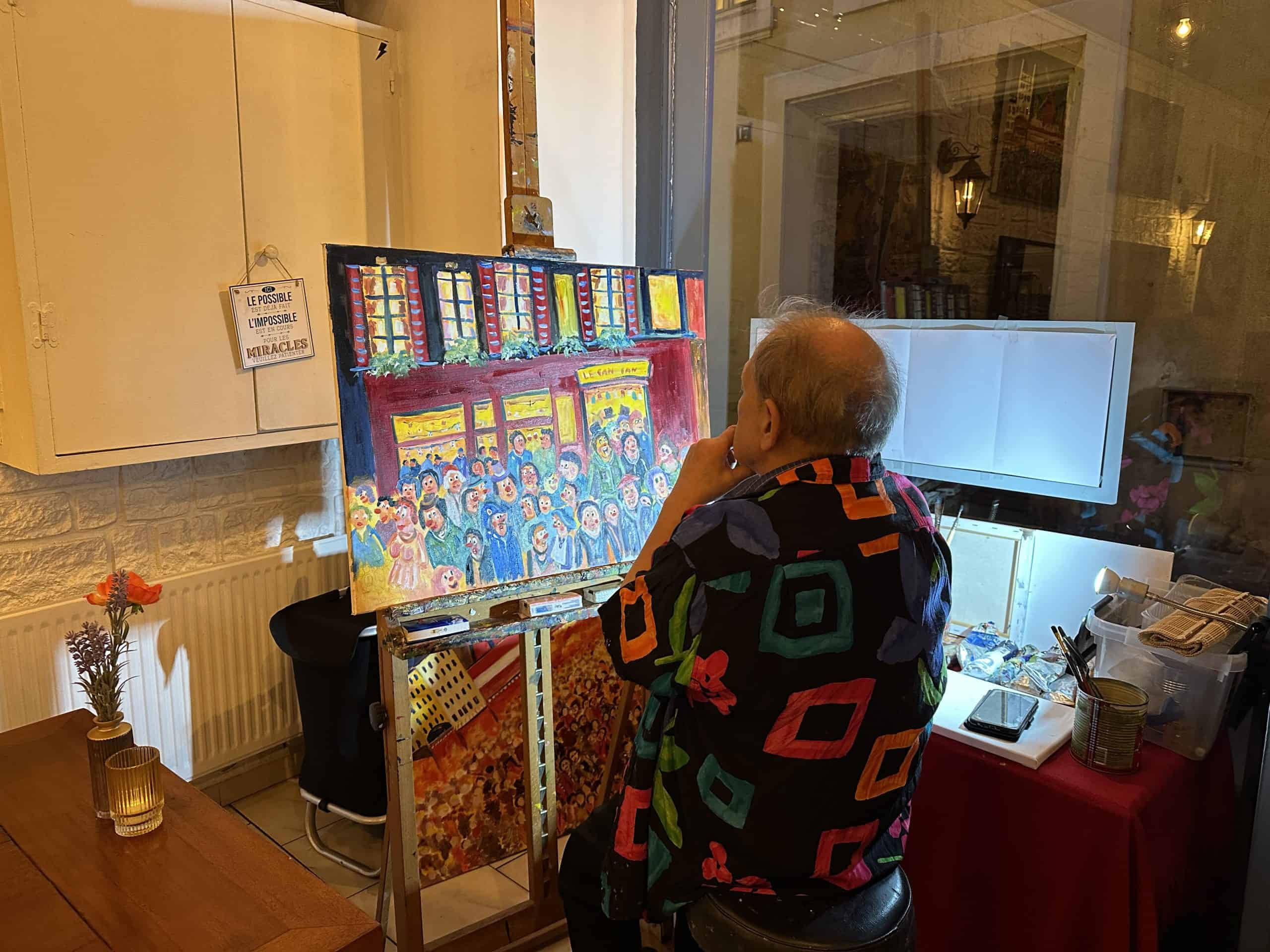 Artist painting at the restaurant