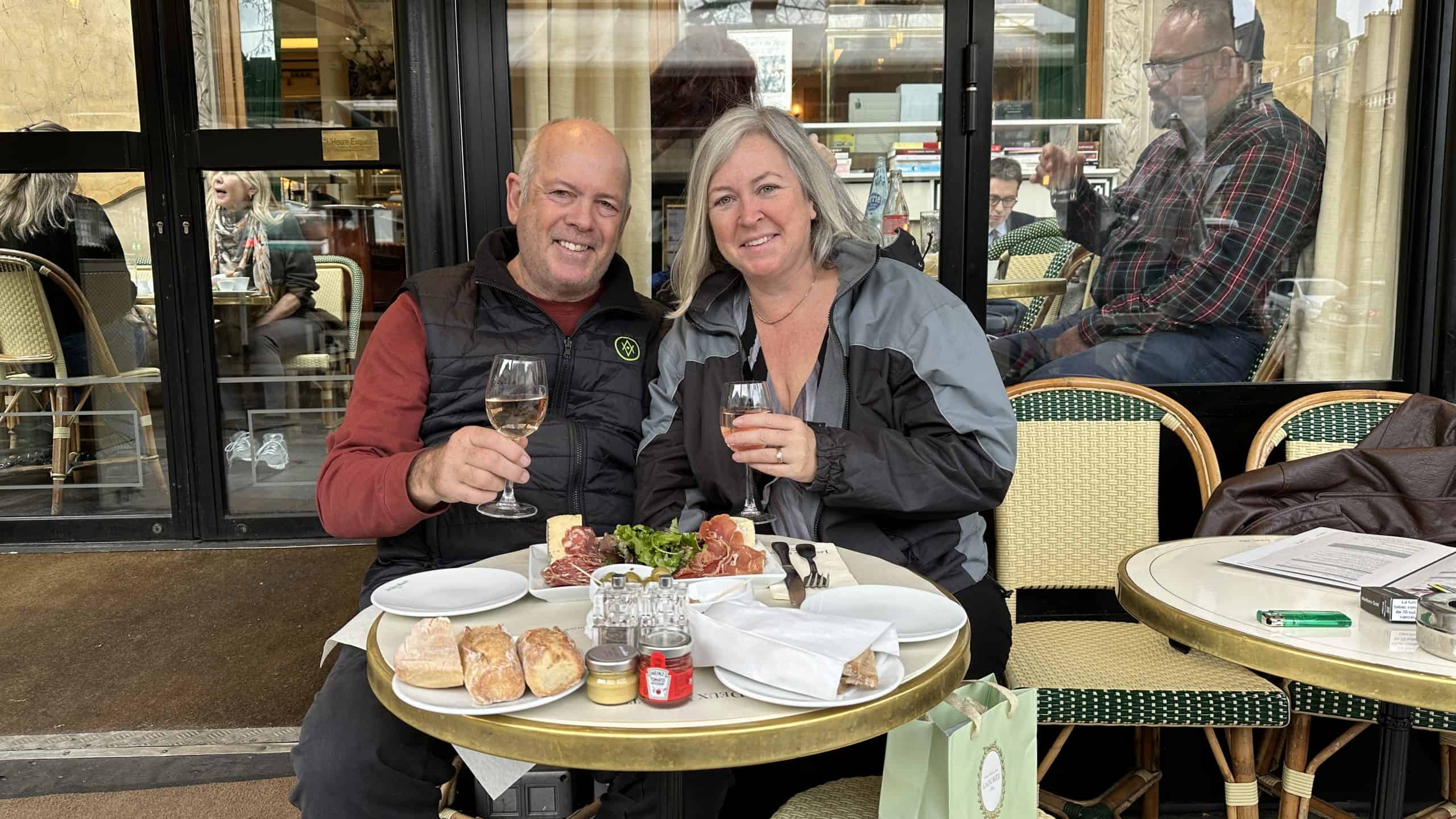 Our picture in front of Deux Magots