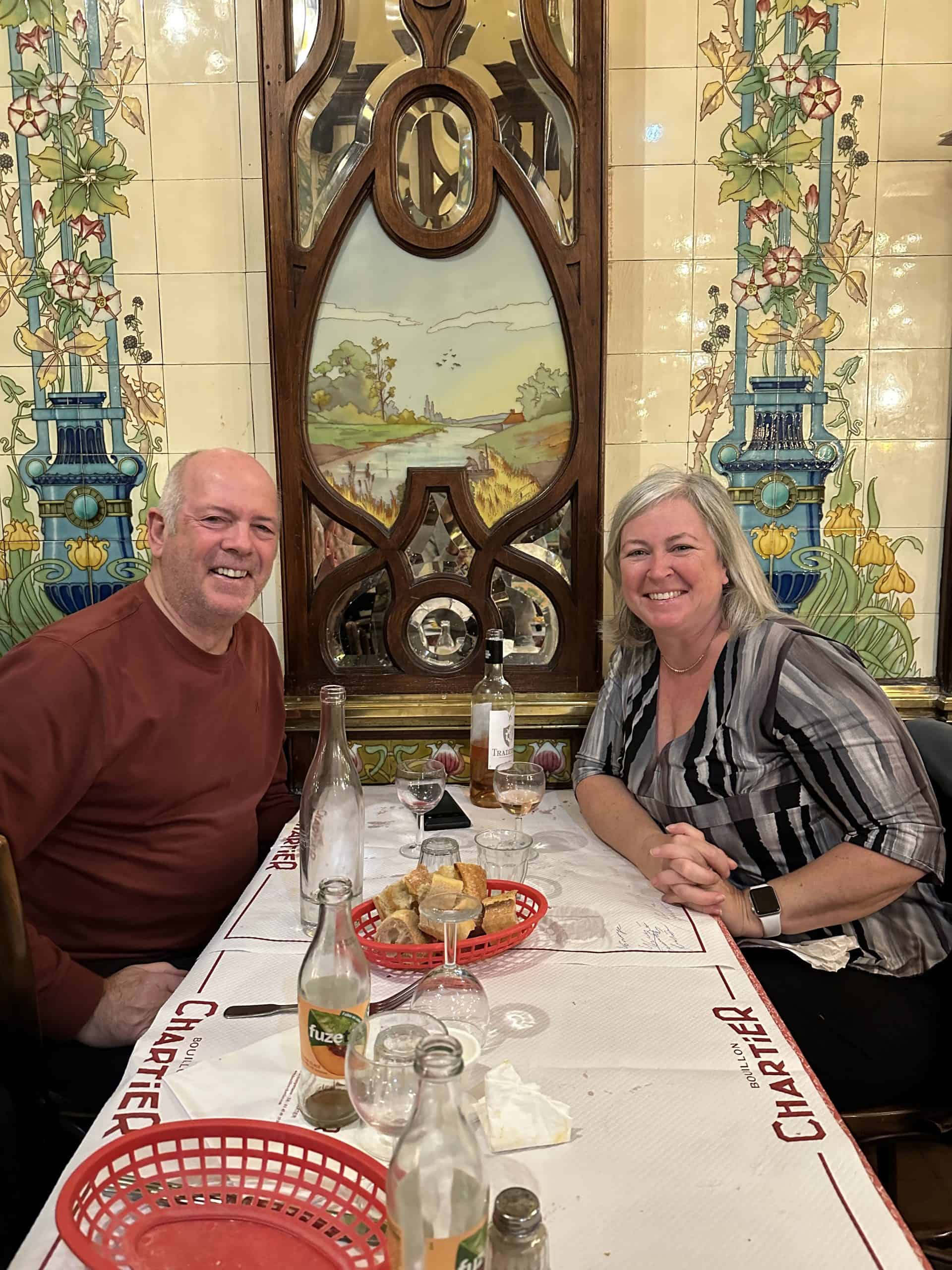 Enjoying our meal at Boullion Chartier