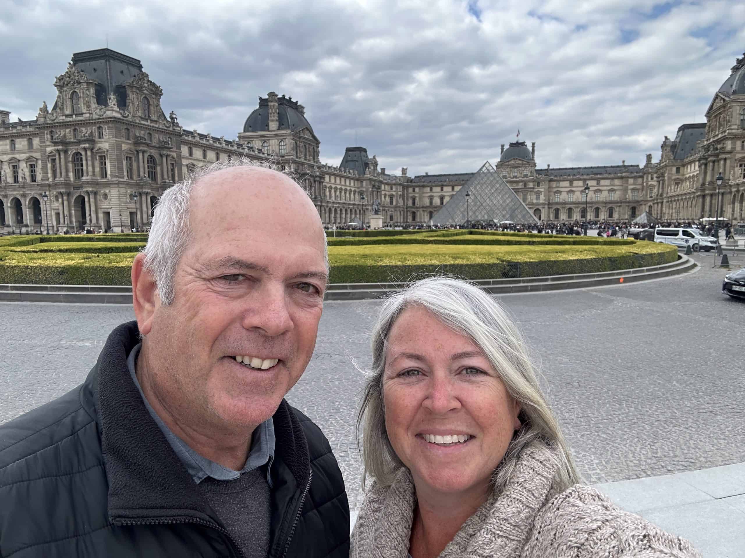 Our selfie in front of the Louvre