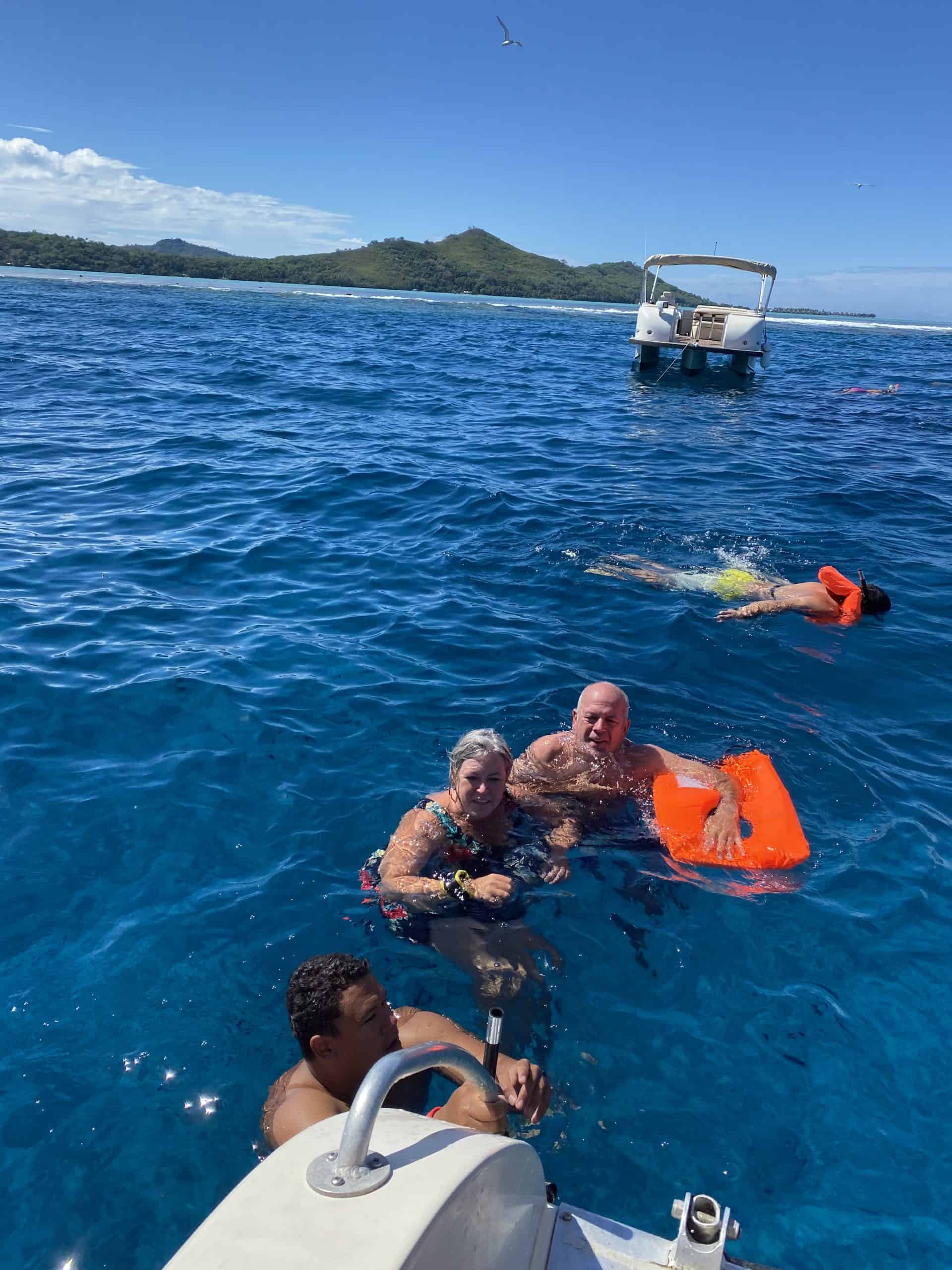 Us getting in the water to swim with the sharks
