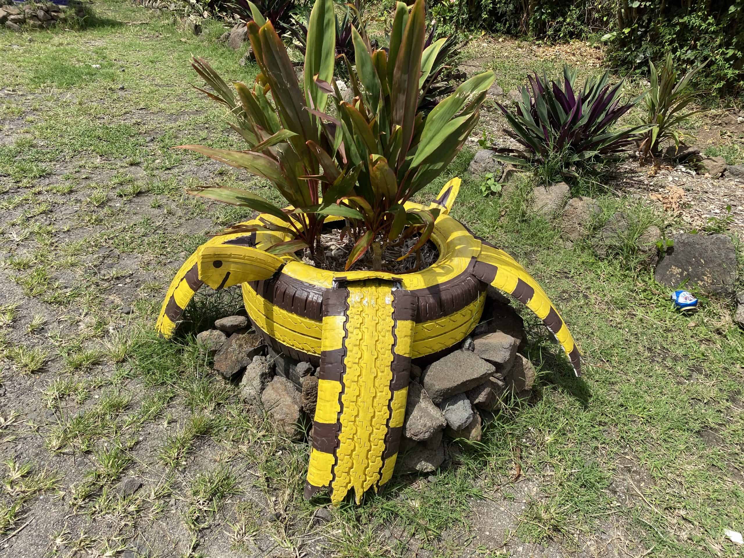 Creative planters made from recycled tires
