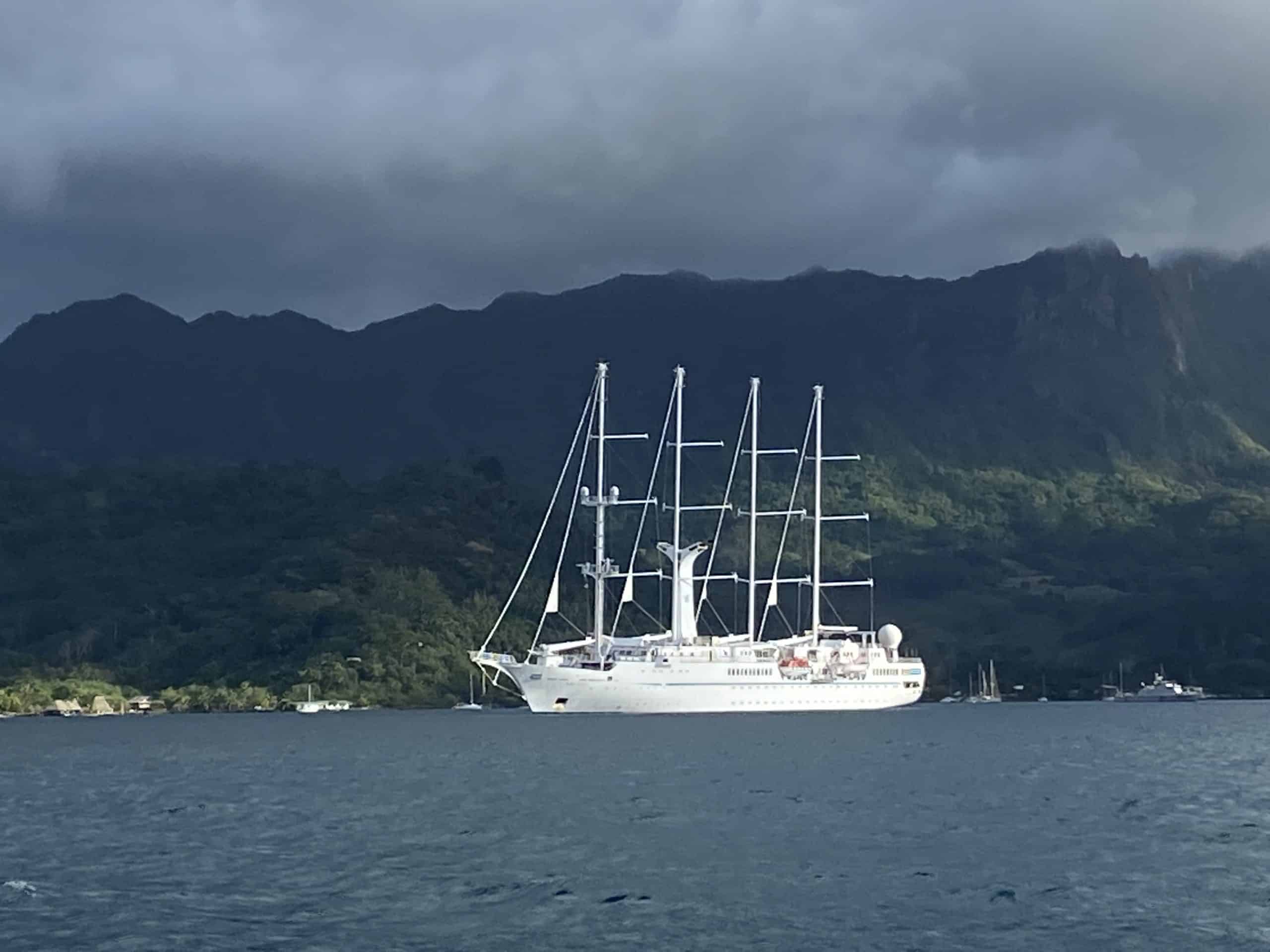 A Windstar ship in the bay