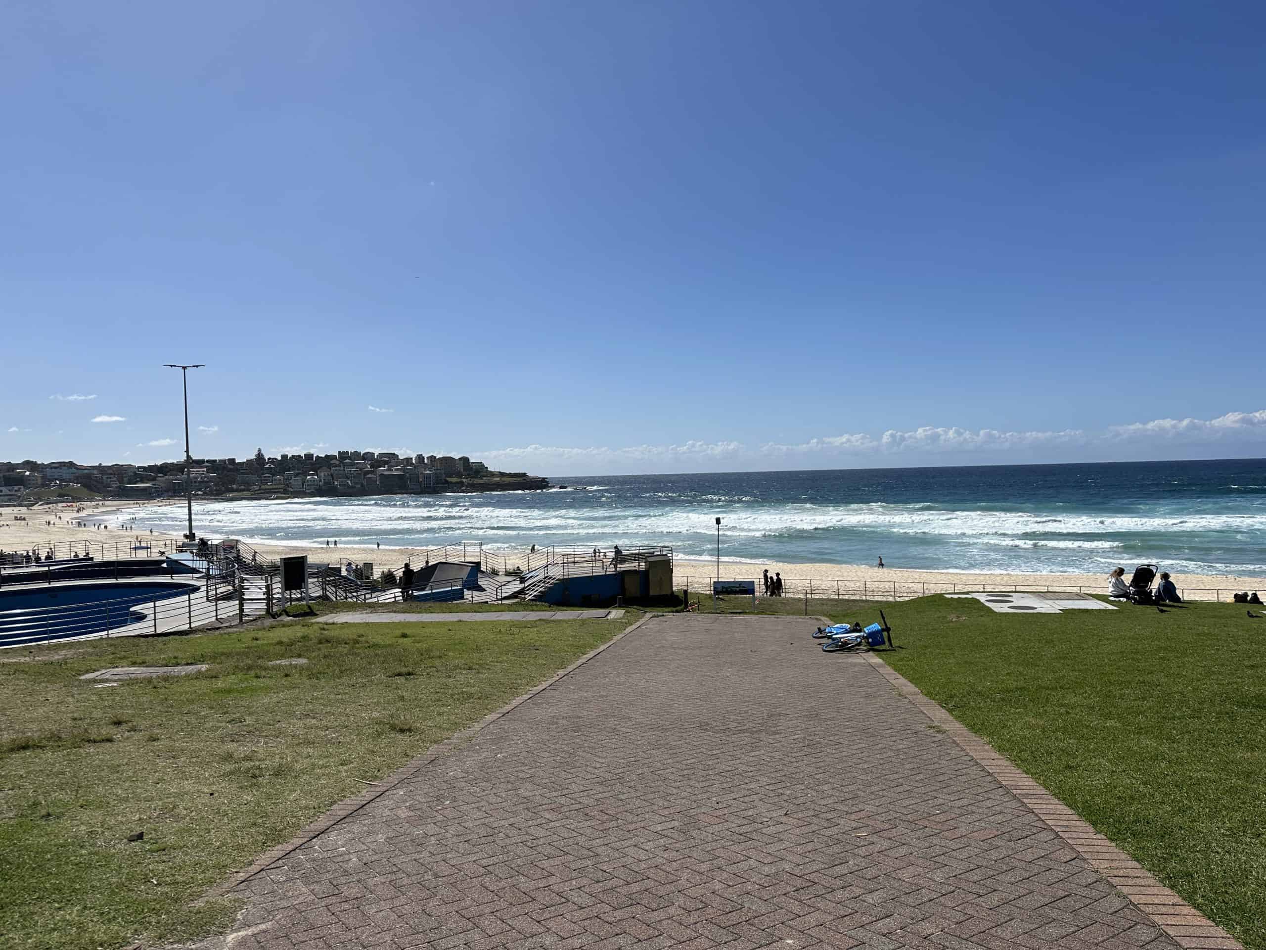 Park area leading to Bondi Beach