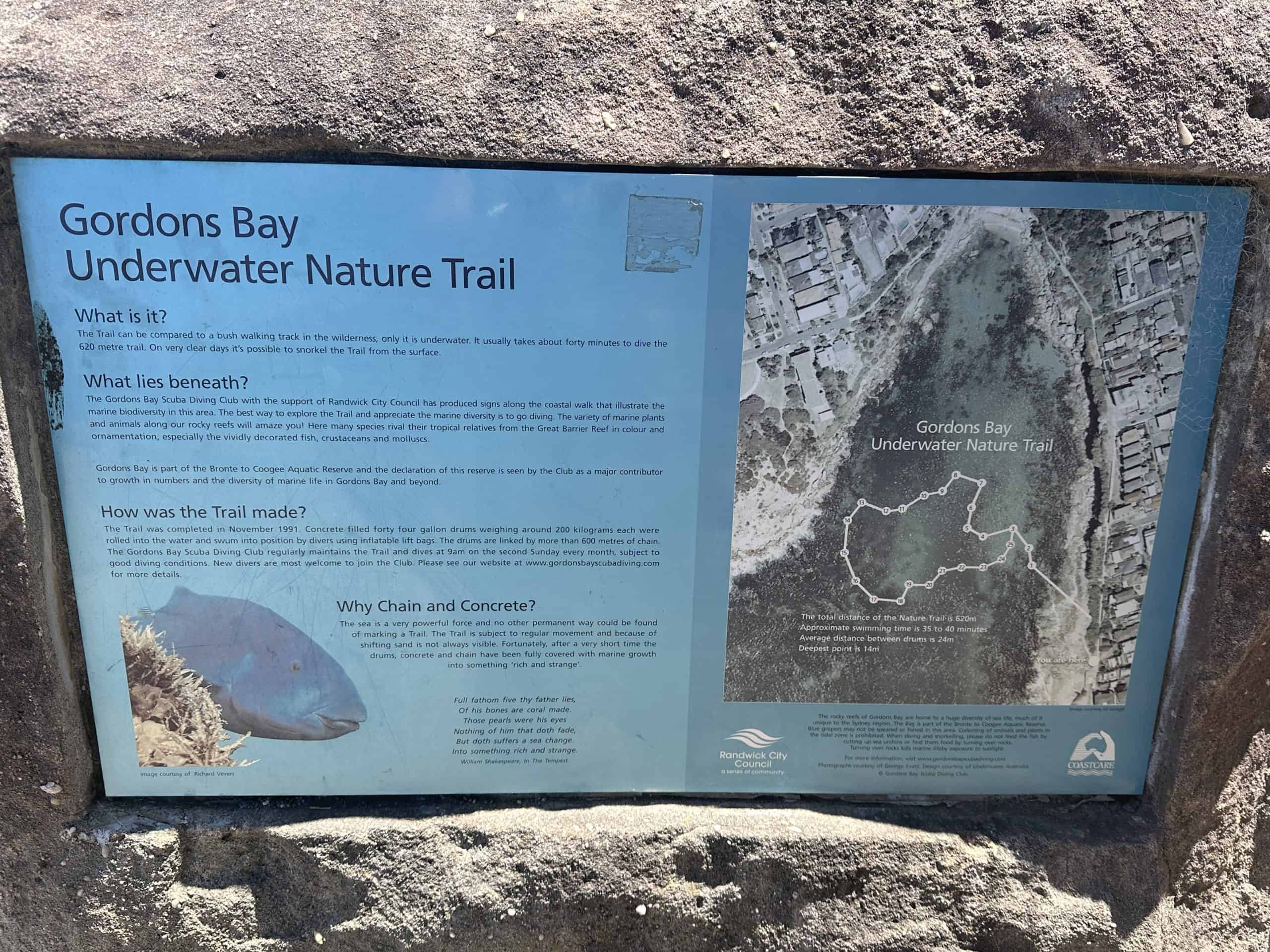 Underwater Nature Trail sign
