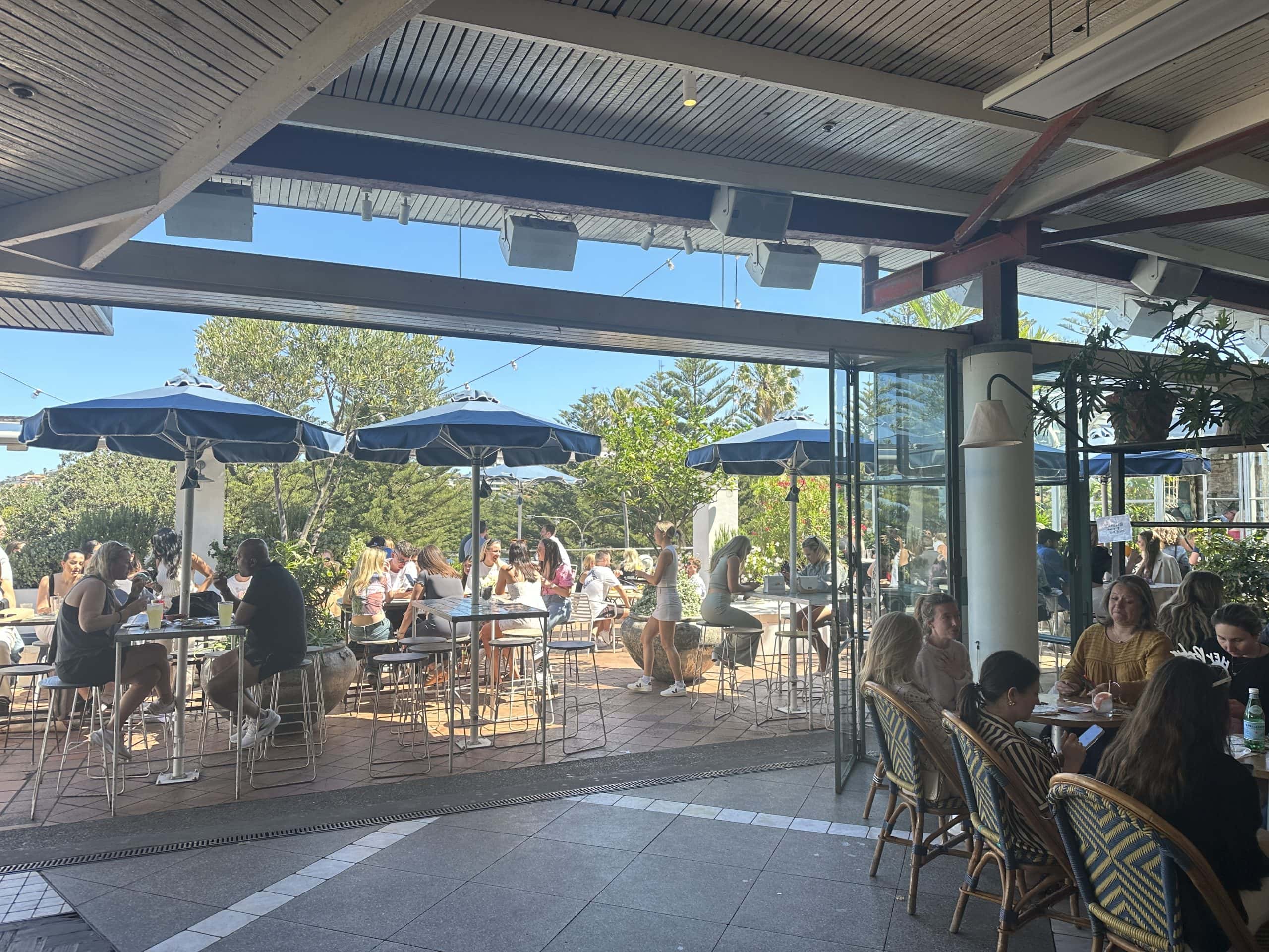 Patio seating at the Pavilion