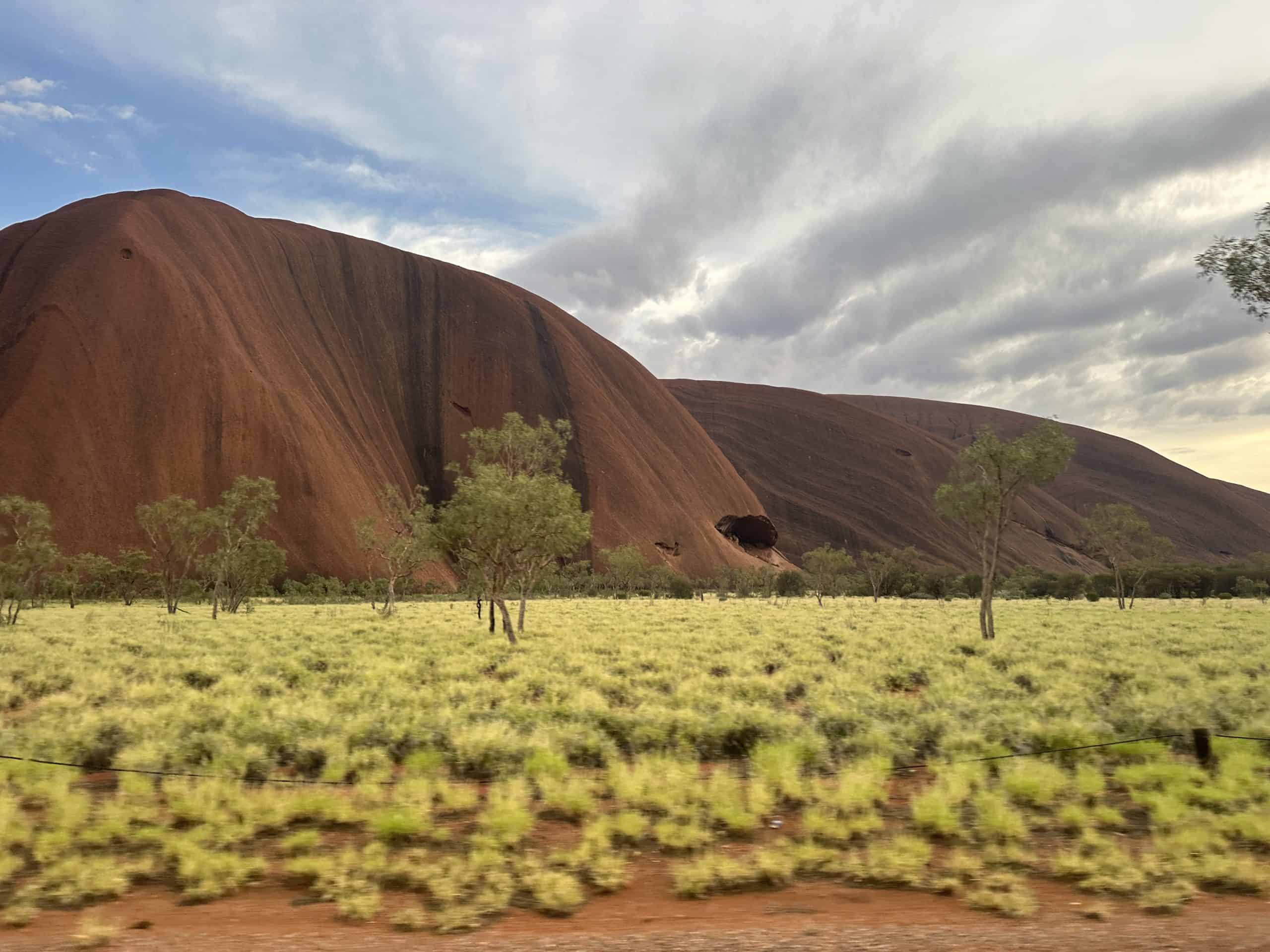 The rock with lines of sediment