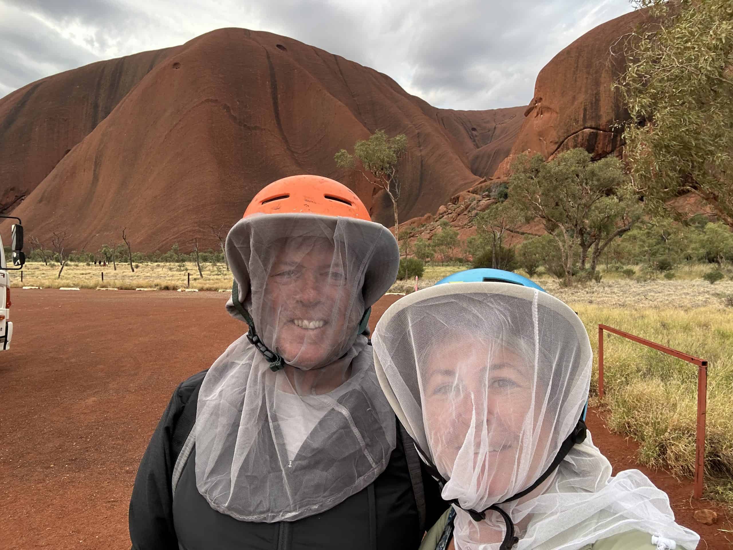 Our selfie with our fly nets on
