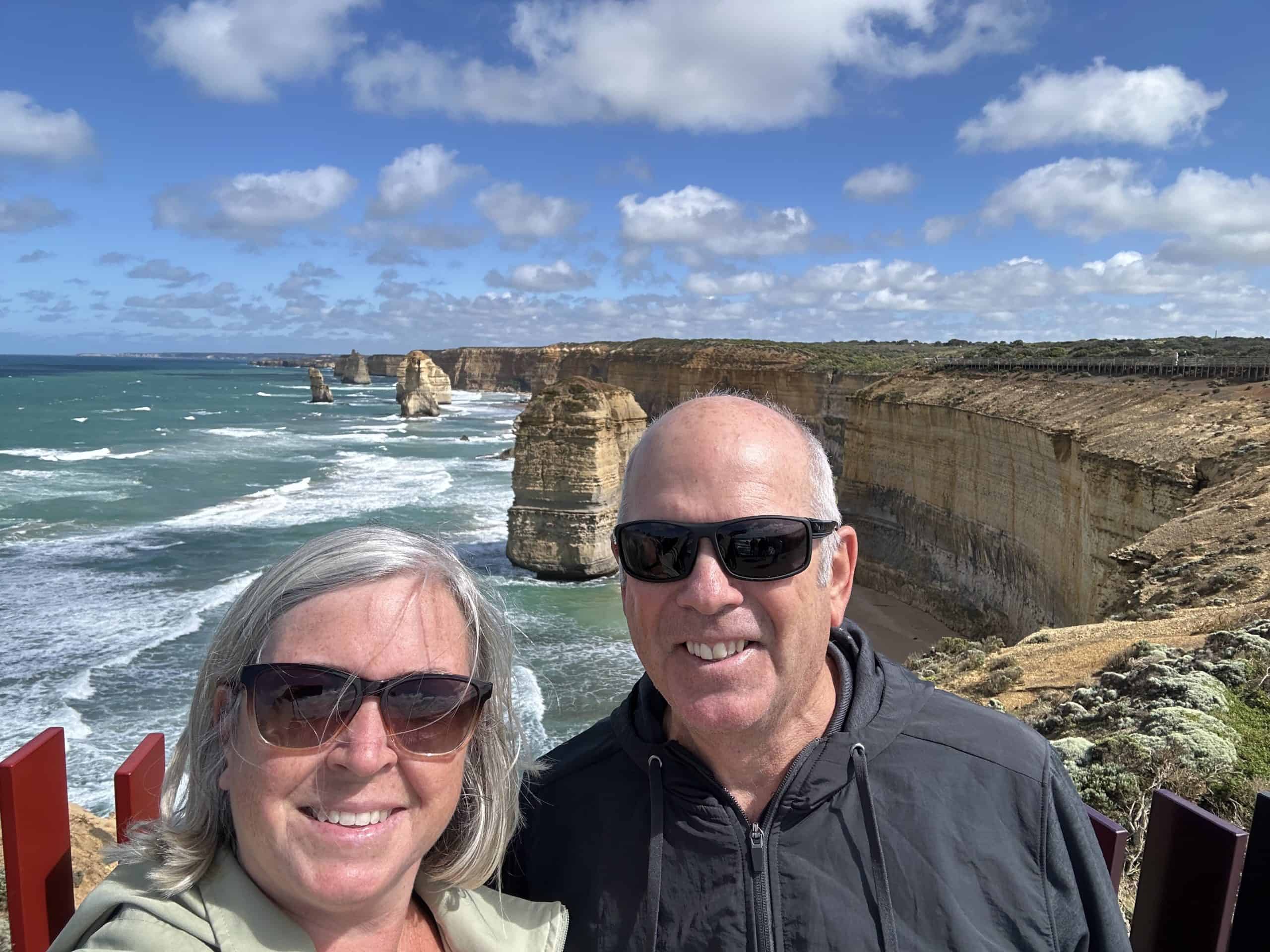 Our selfie in front of the Twelve Apostles