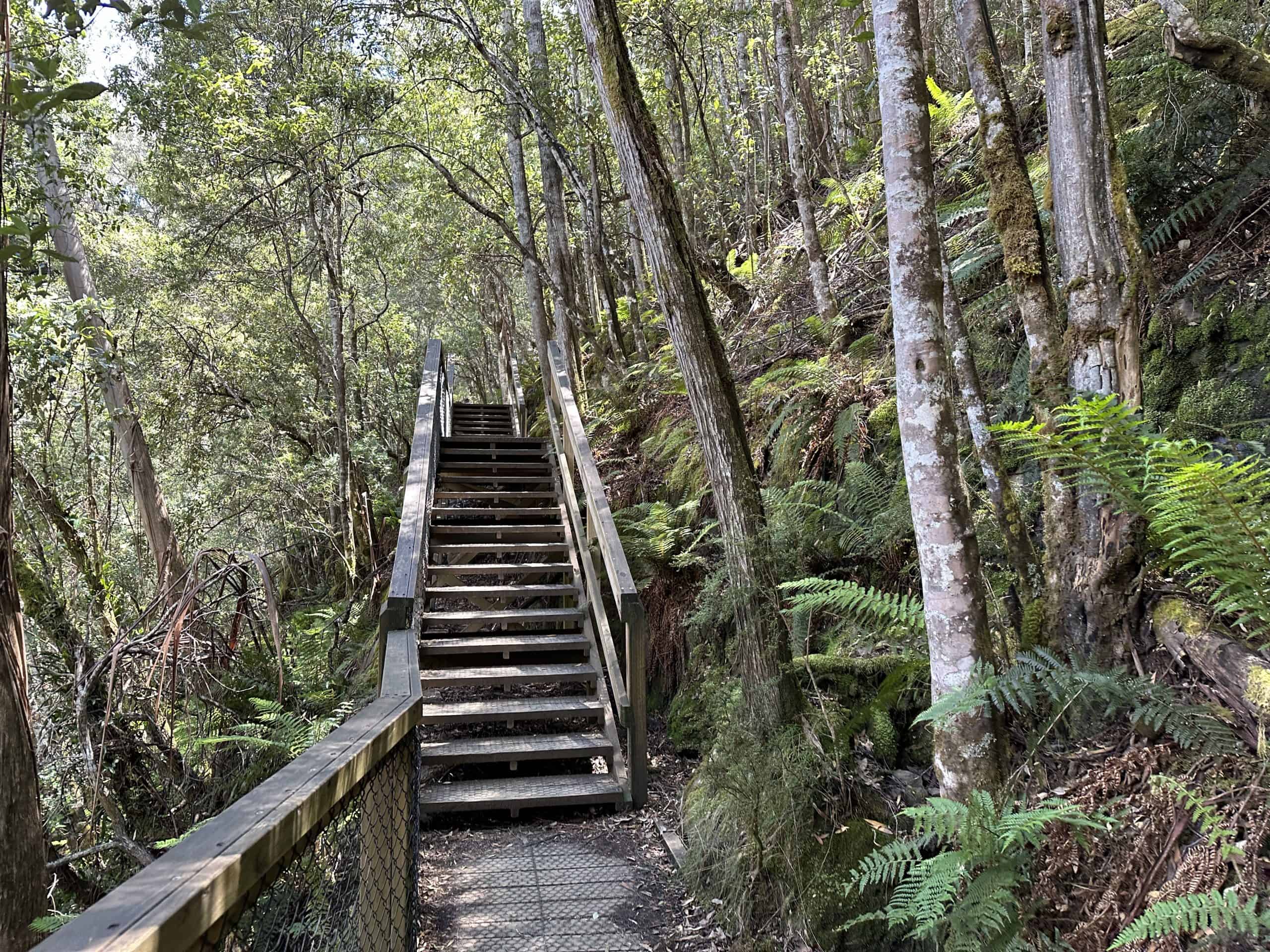 Stairs up to the top of the falls