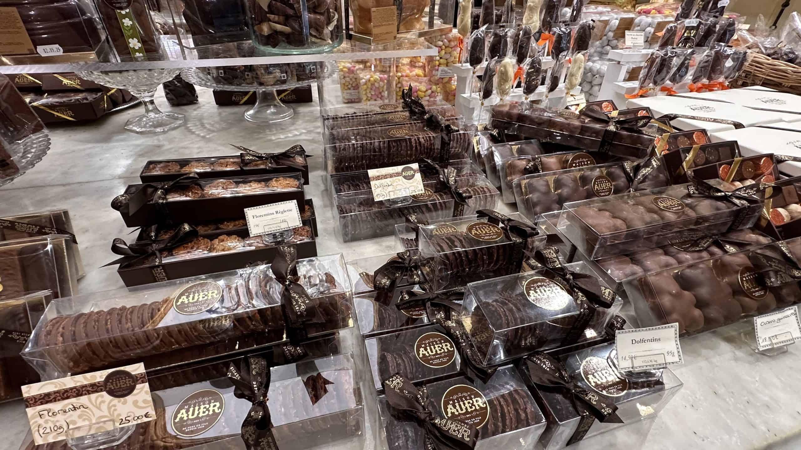 Chocolate displays at Maison Auer