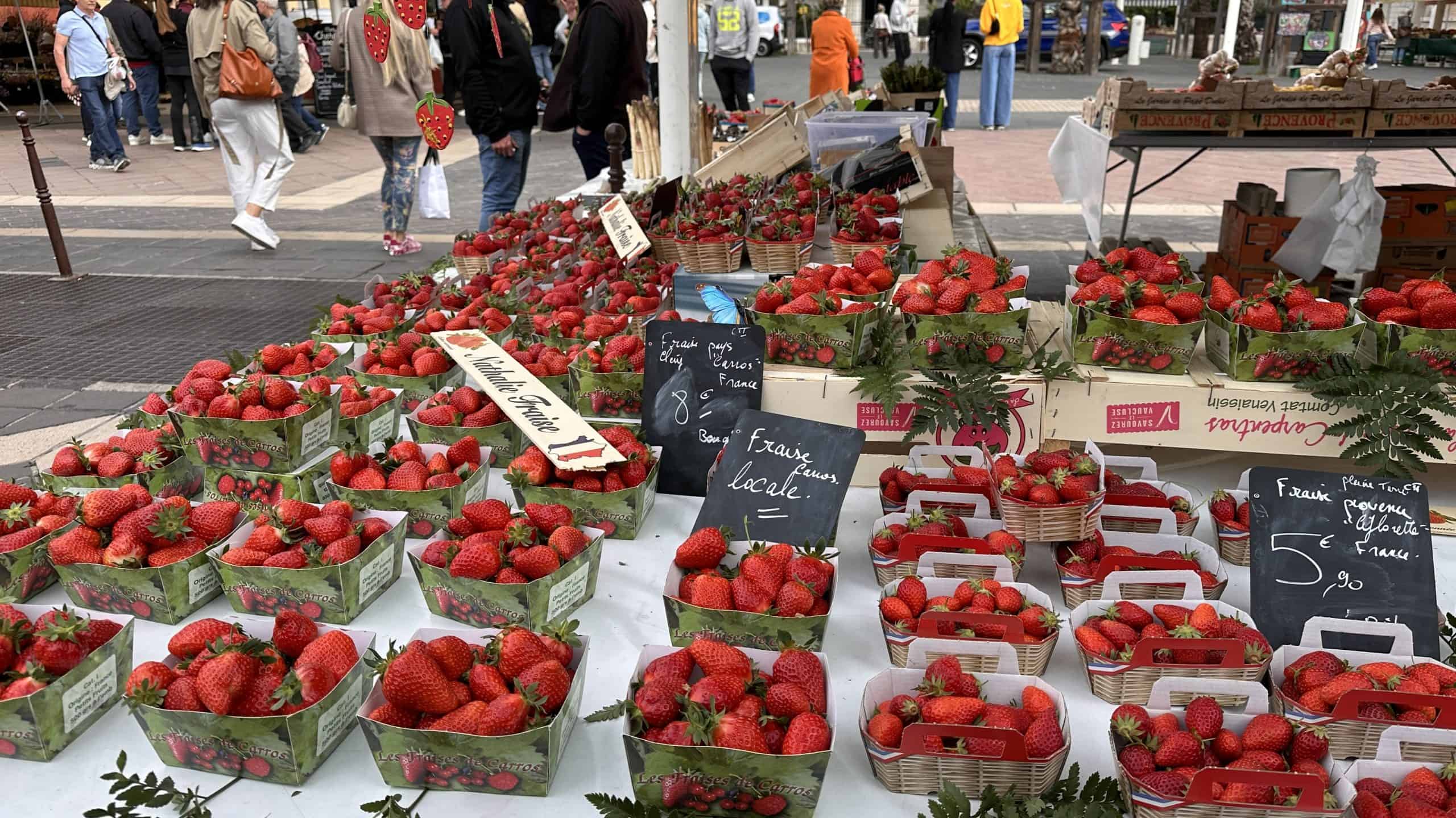 Fresh strawberries at the produce market