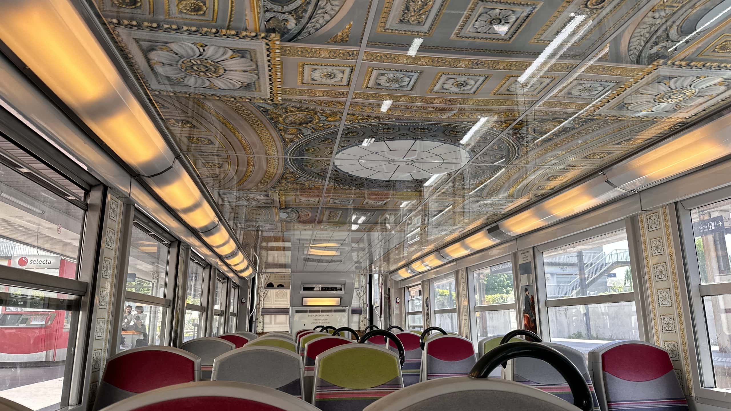 Ceiling of the metro train
