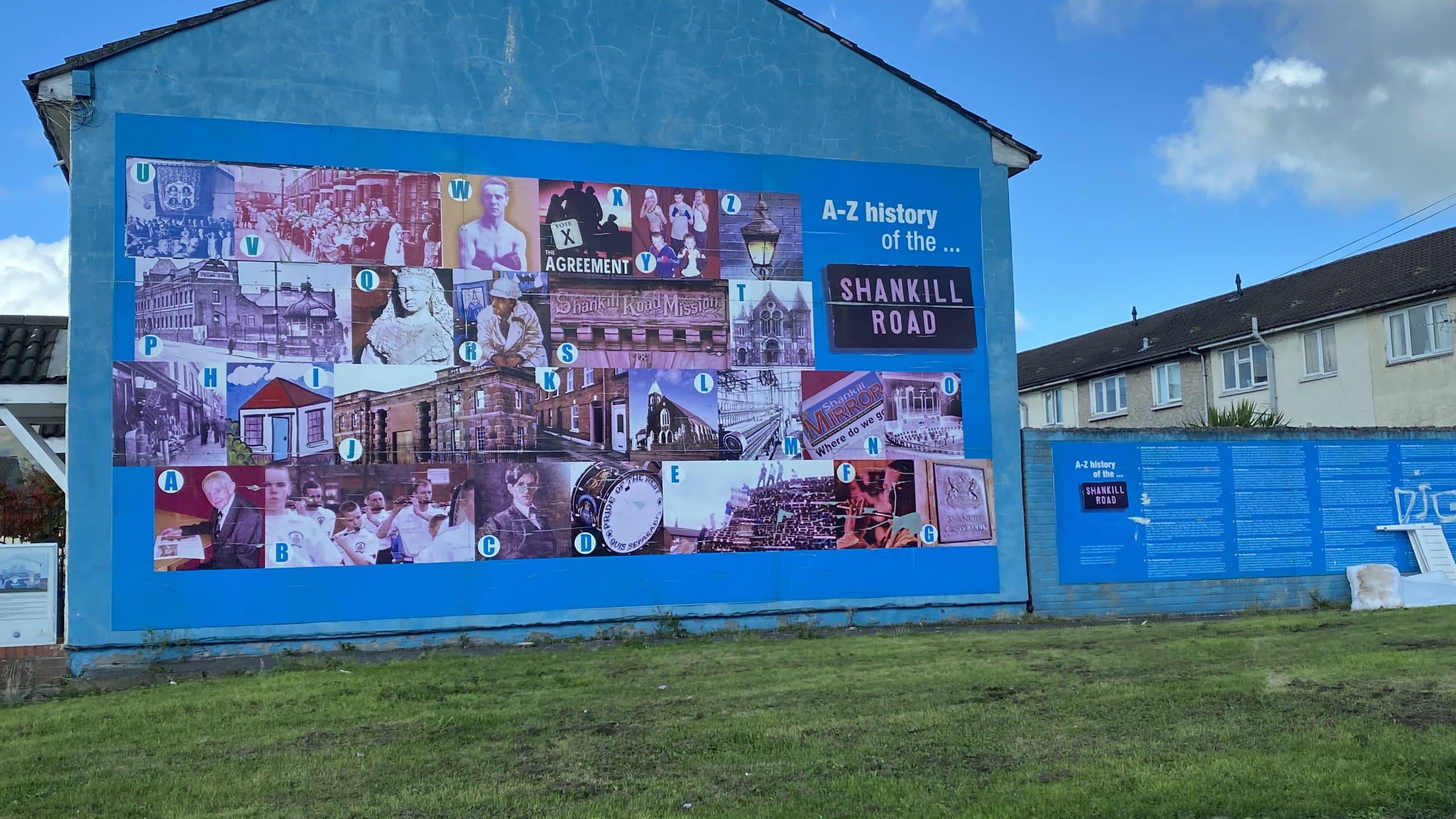 A historical timeline mural