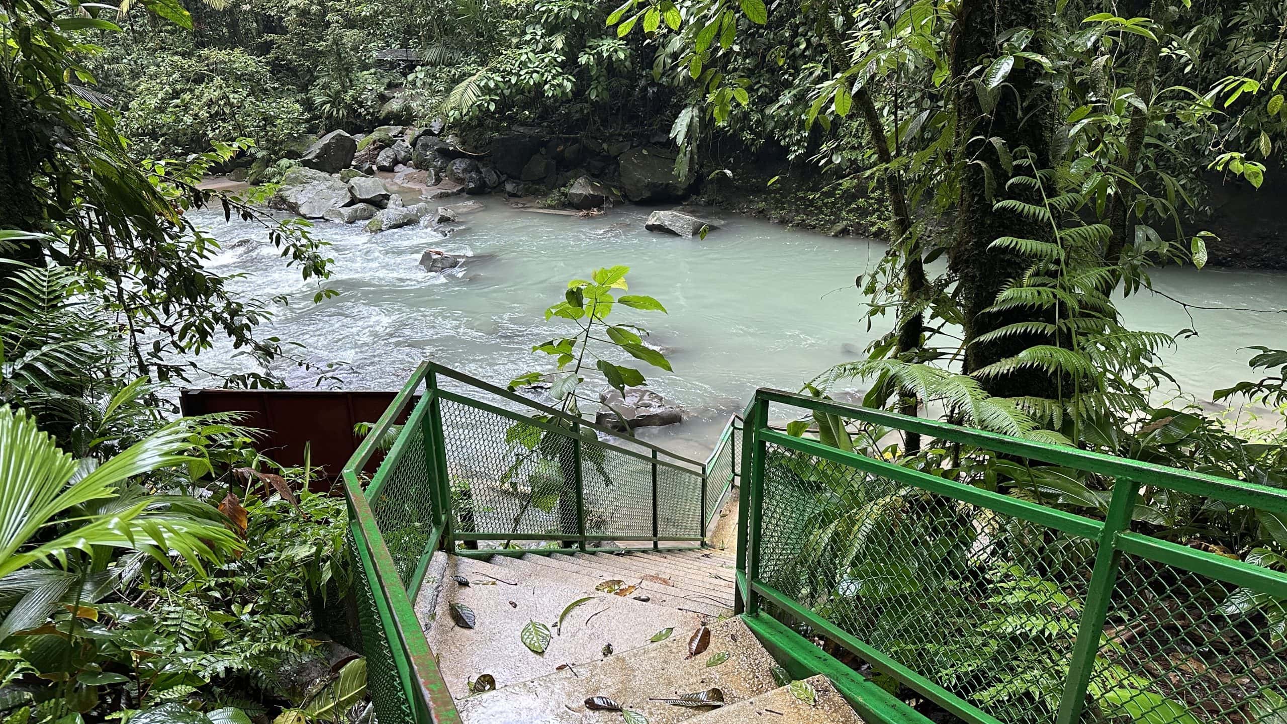 Steps down to the river for swimming