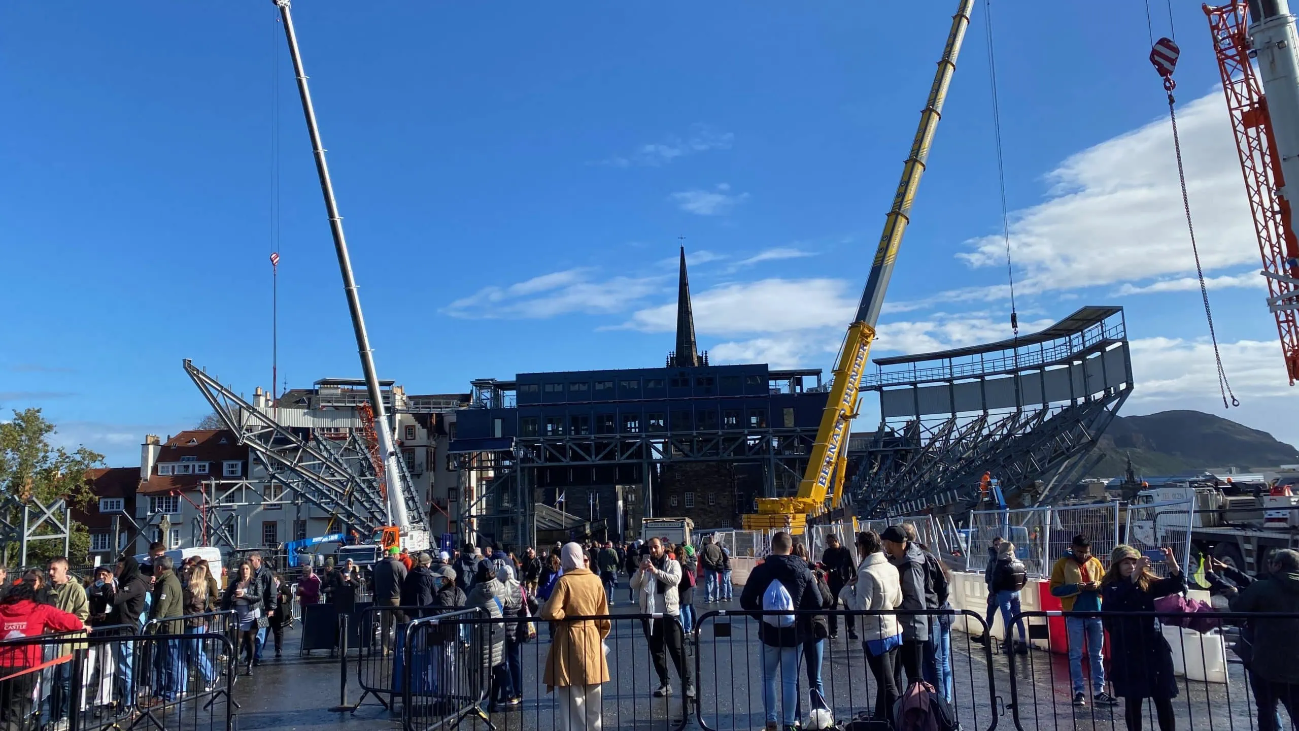 Esplanade where bleachers are being dismantled