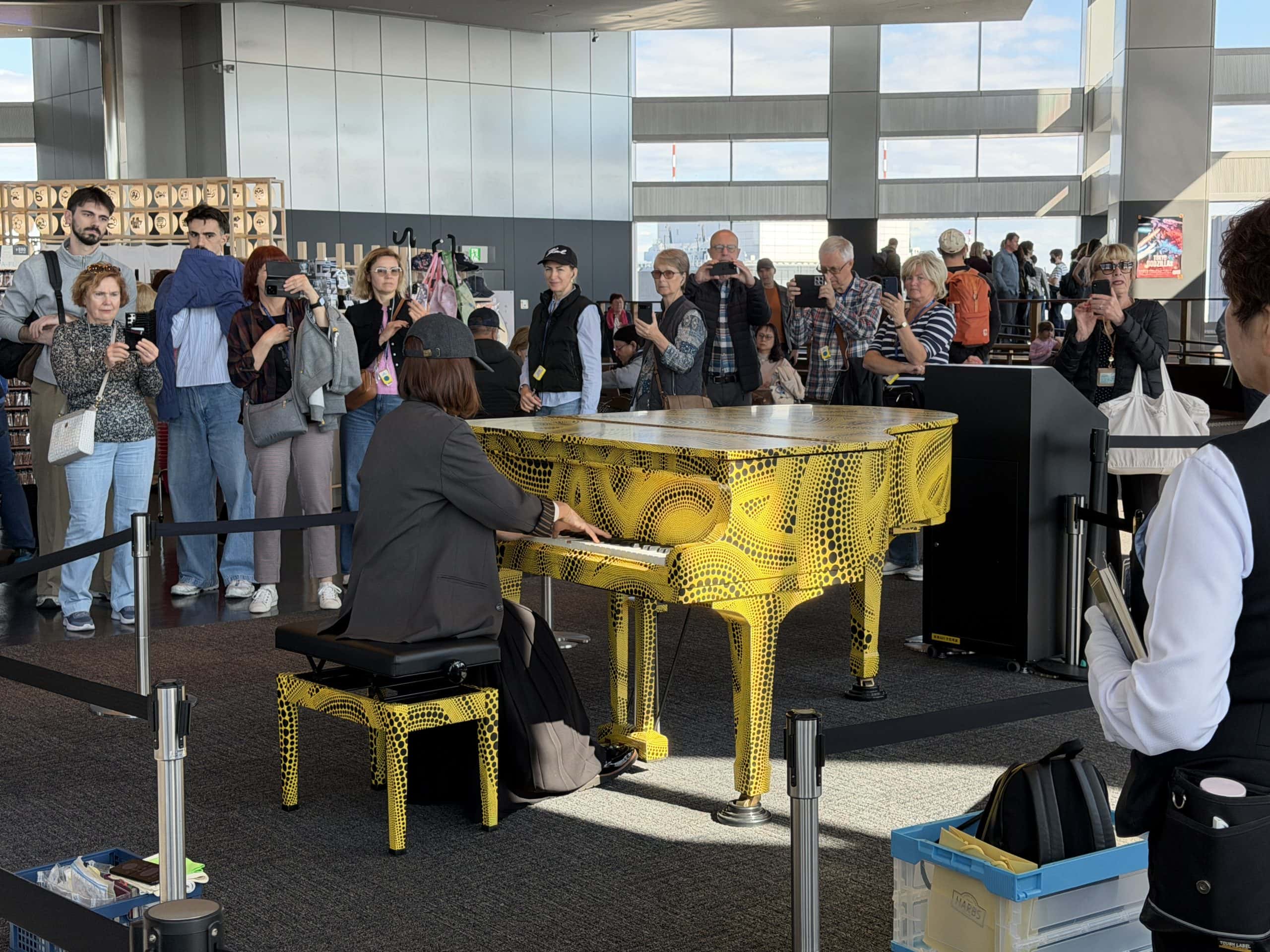 Pianist playing at the observation deck