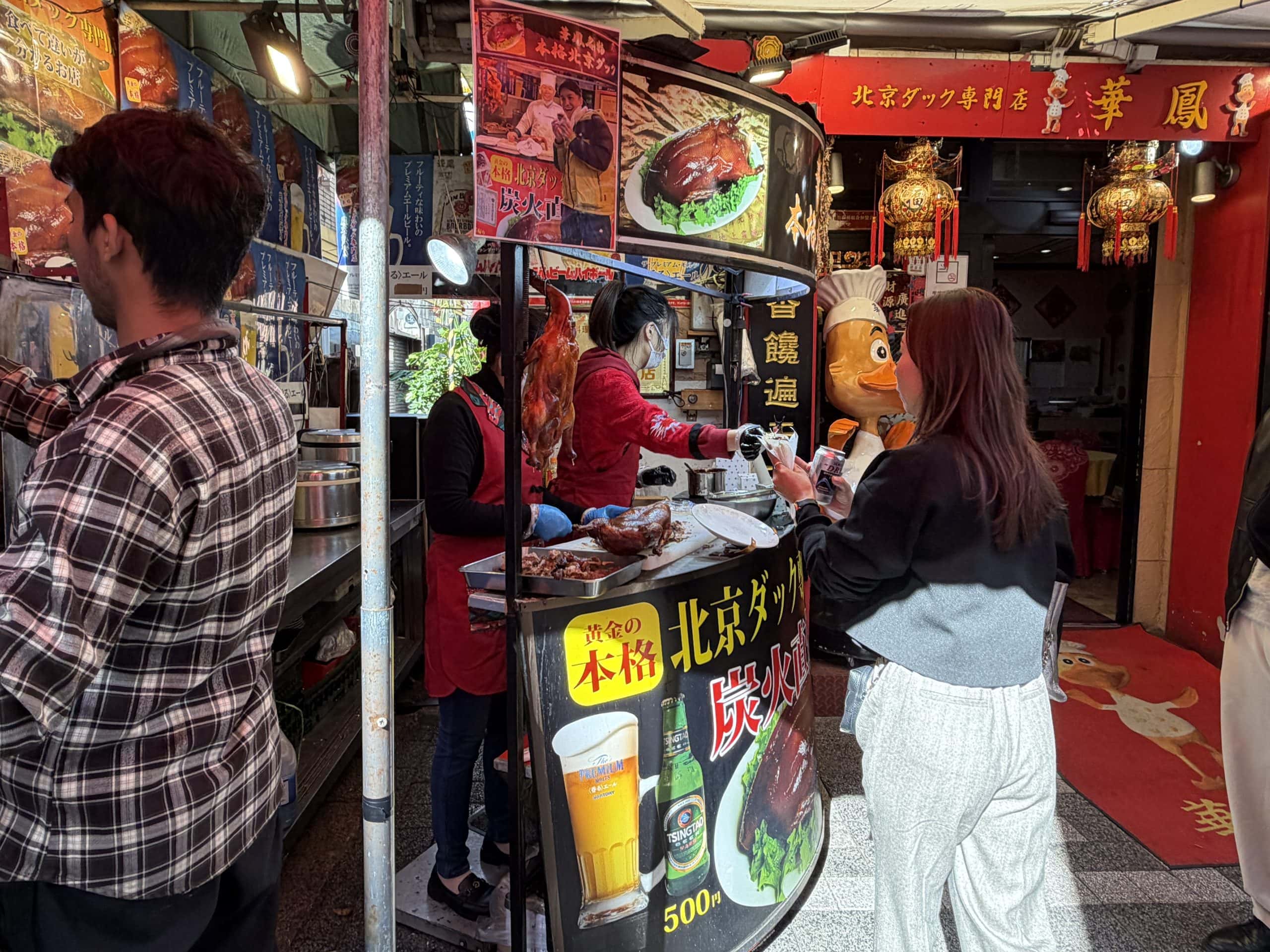 Stall with duck sandwiches