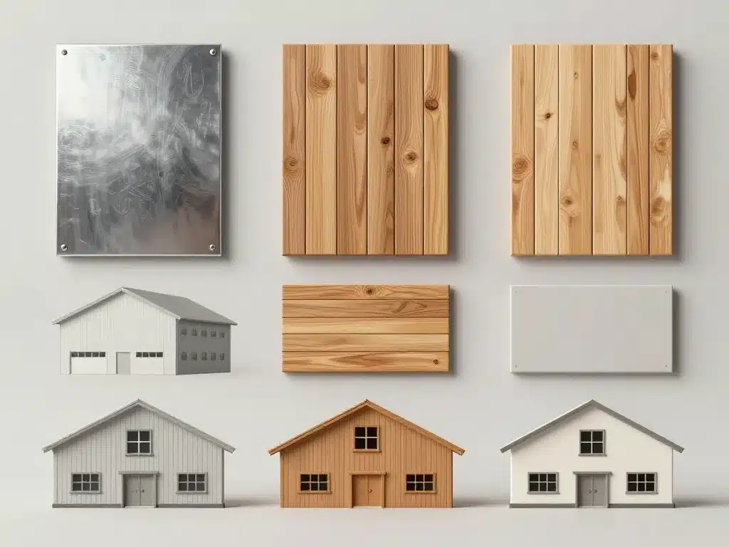 matériaux bardage simple peau sur différents bâtiments