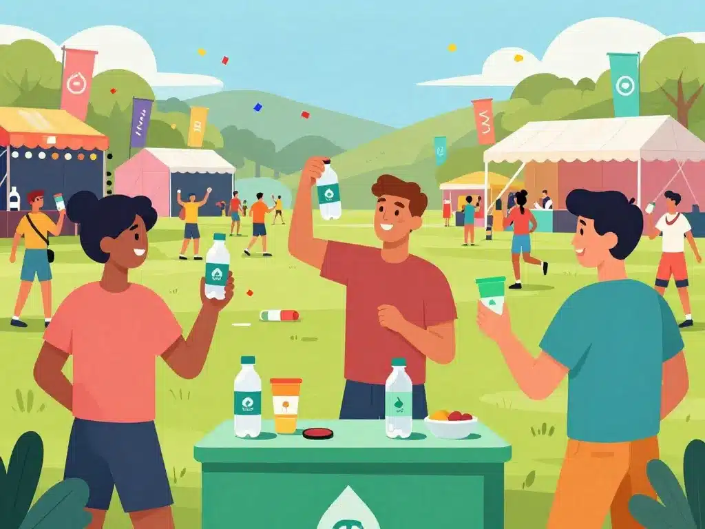 Capsule d'eau comestible en événement sportif et festival