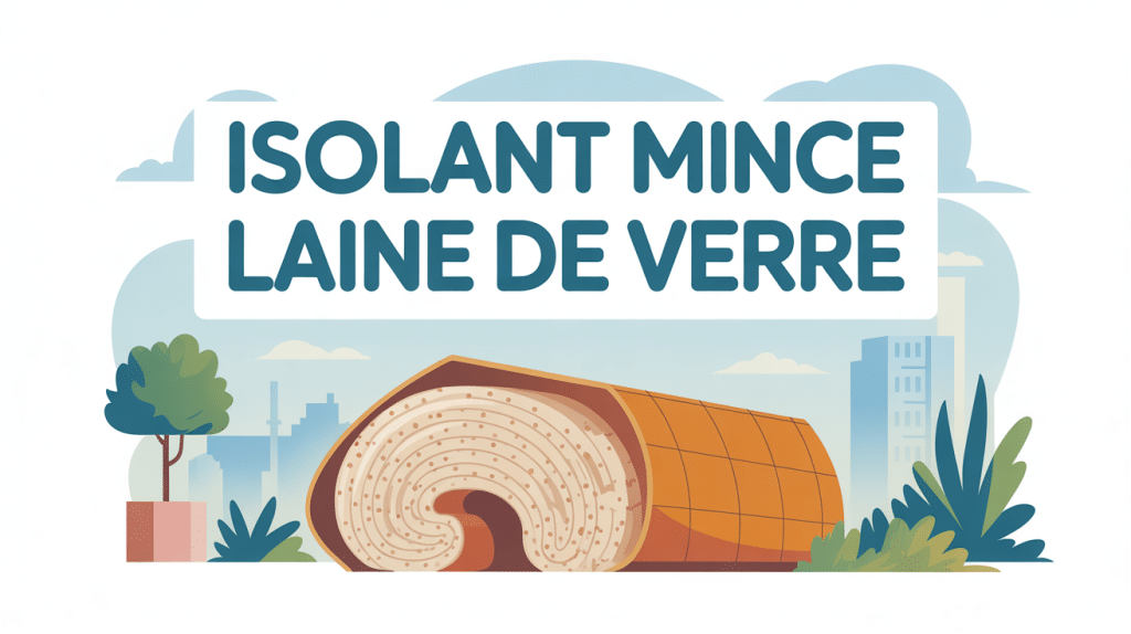 Illustration isolant mince laine de verre sur mur et toiture