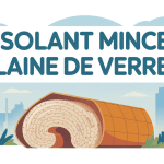 Illustration isolant mince laine de verre sur mur et toiture