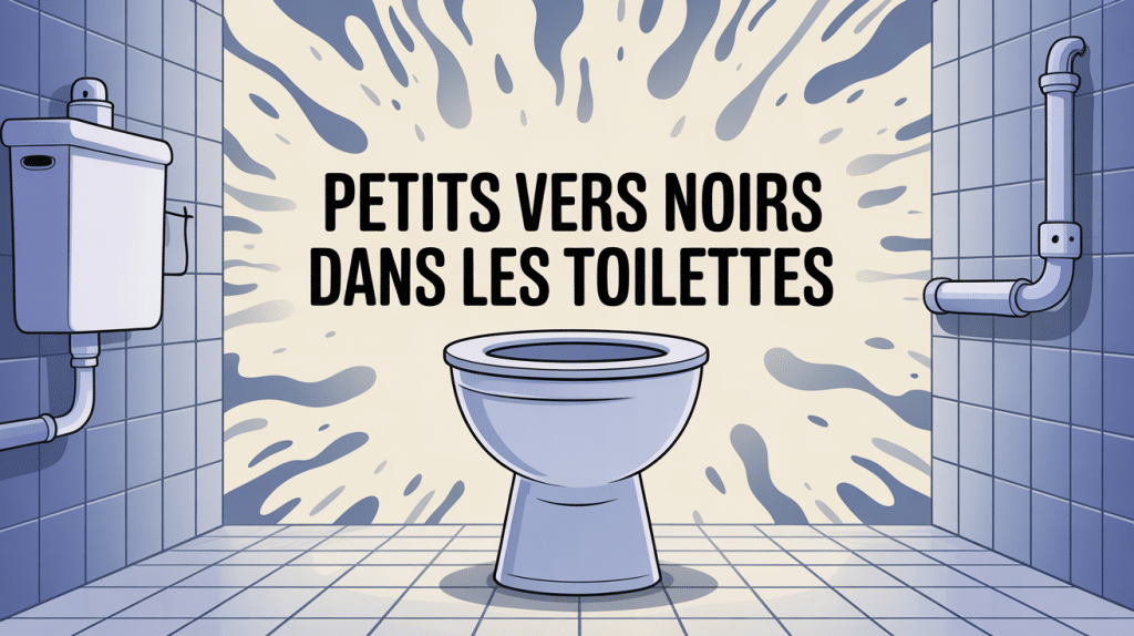 Petit vers noir dans les toilettes vue stylisée informative
