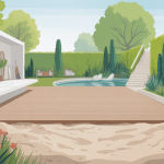 vue moderne pose dalle sur sable terrasse jardin