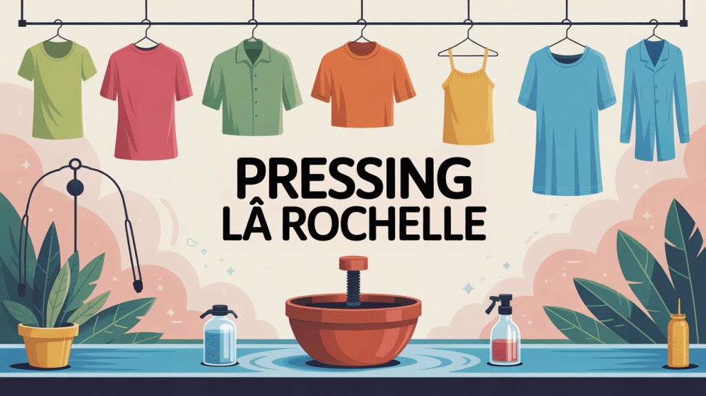 illustration stylisée pressing la rochelle vêtements et ambiance écologique