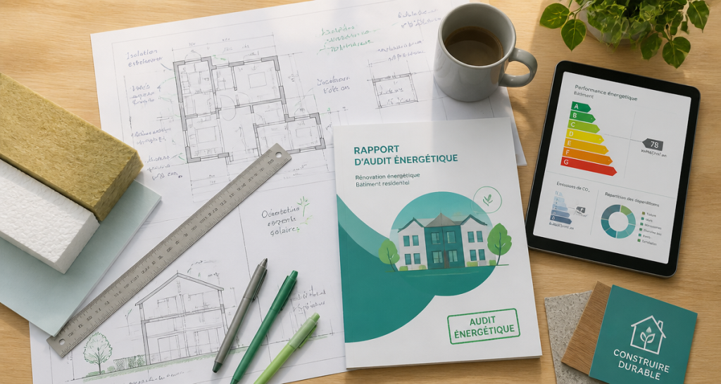 audit energetique copropriété vue plans et rapport sur table