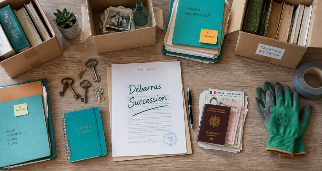 débarras succession plan de travail dossiers et clés