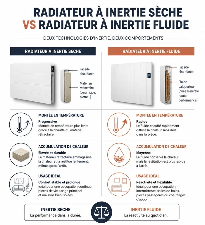 Comparatif radiateur à inertie sèche vs fluide pour optimiser sa consommation