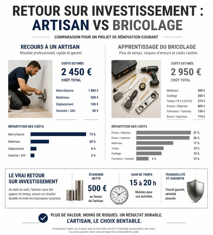 Comparatif des économies réalisées avec une formation lelabdubricoleur par rapport aux devis d'artisans