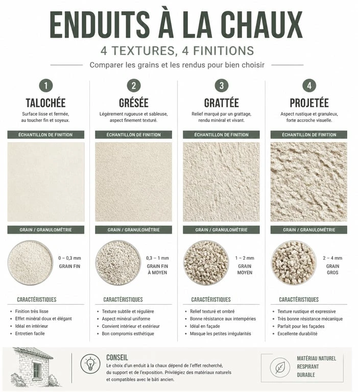 Comparatif des finitions d'enduits à la chaux pour façades parisiennes