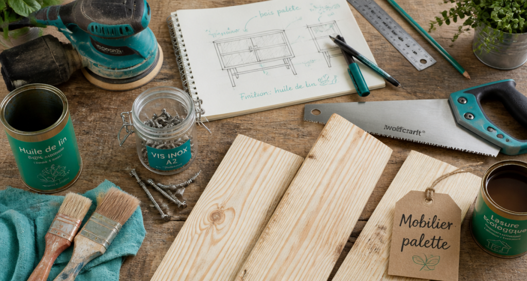 Fabriquer meuble palette outils bois DIY