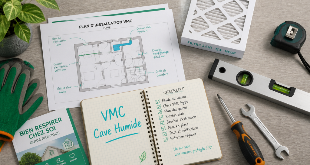 plan vmc cave humide avec outils et checklist