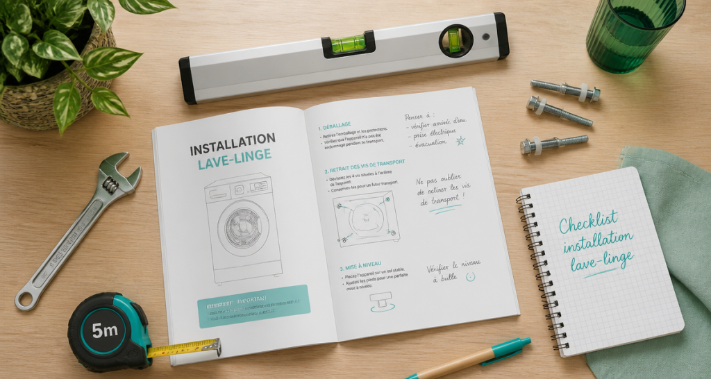 installer machine à laver outils checklist