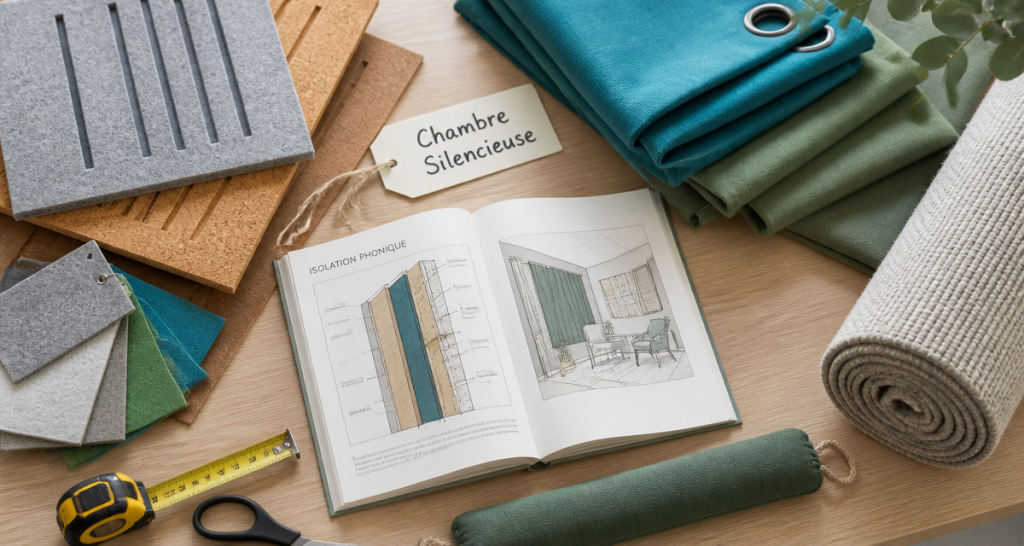 isolation phonique mur chambre sans travaux, matériaux et accessoires